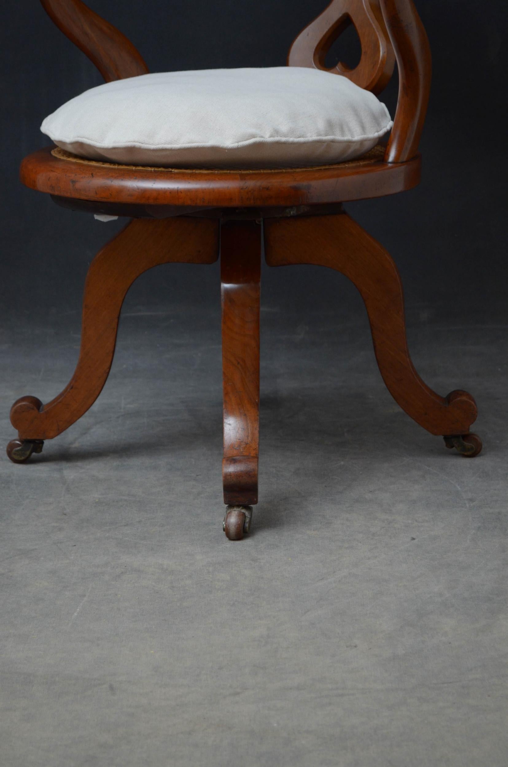 Victorian Mahogany Office Chair For Sale 2