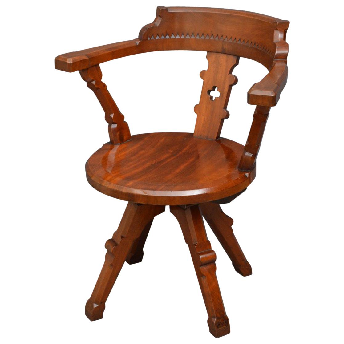 Victorian Mahogany Office Chair For Sale