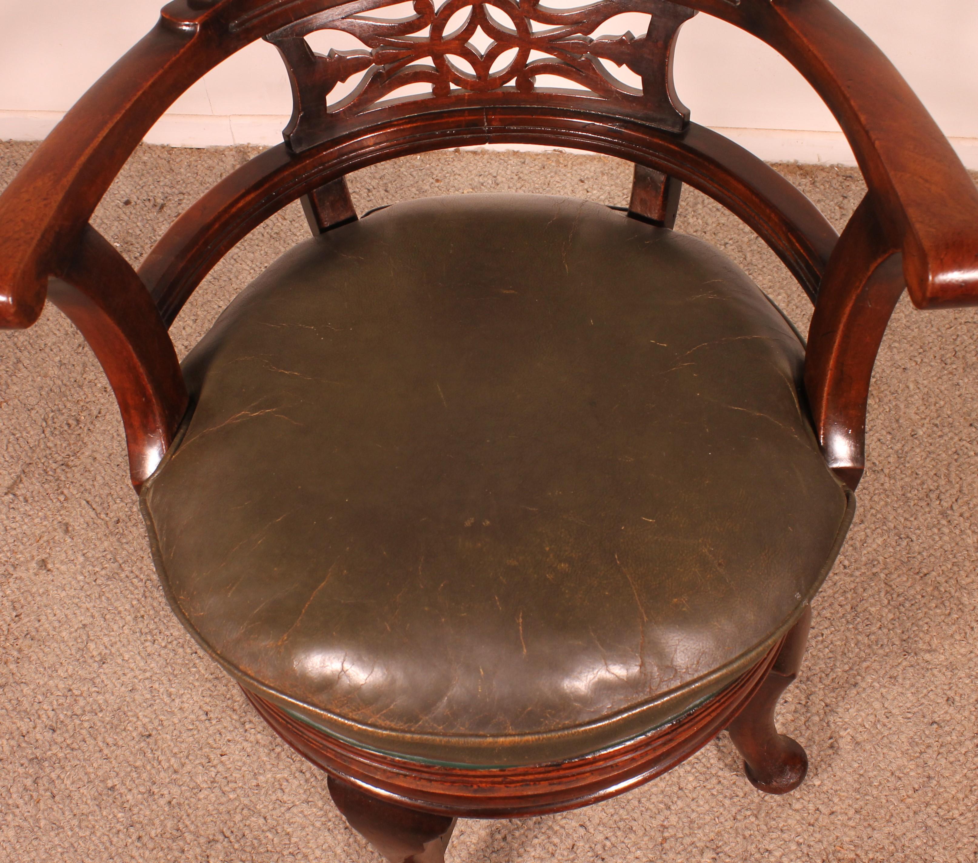 Victorian Mahogany Office Desk Armchair-19th Century For Sale 6
