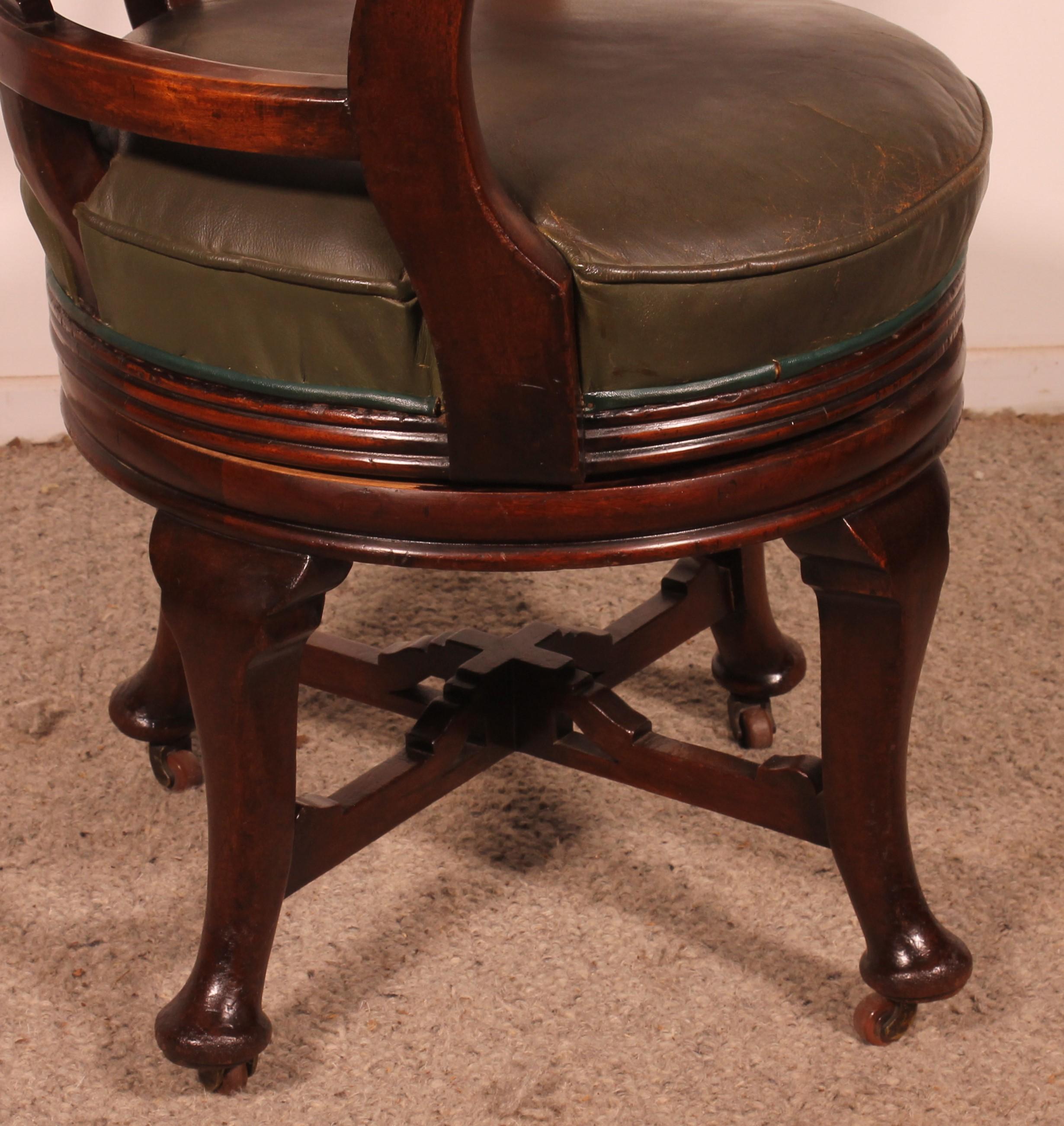 Victorian Mahogany Office Desk Armchair-19th Century For Sale 7