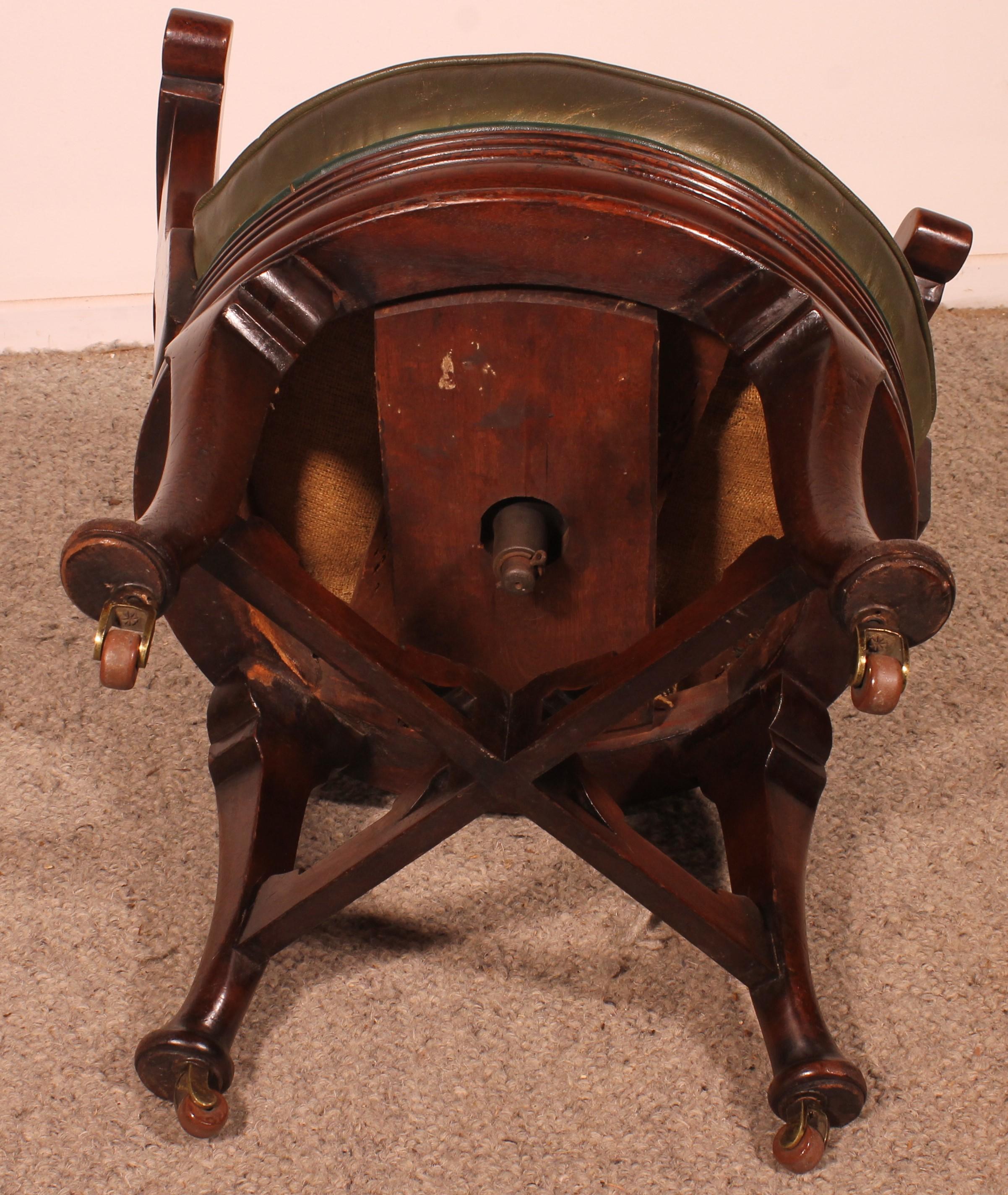 Victorian Mahogany Office Desk Armchair-19th Century For Sale 8