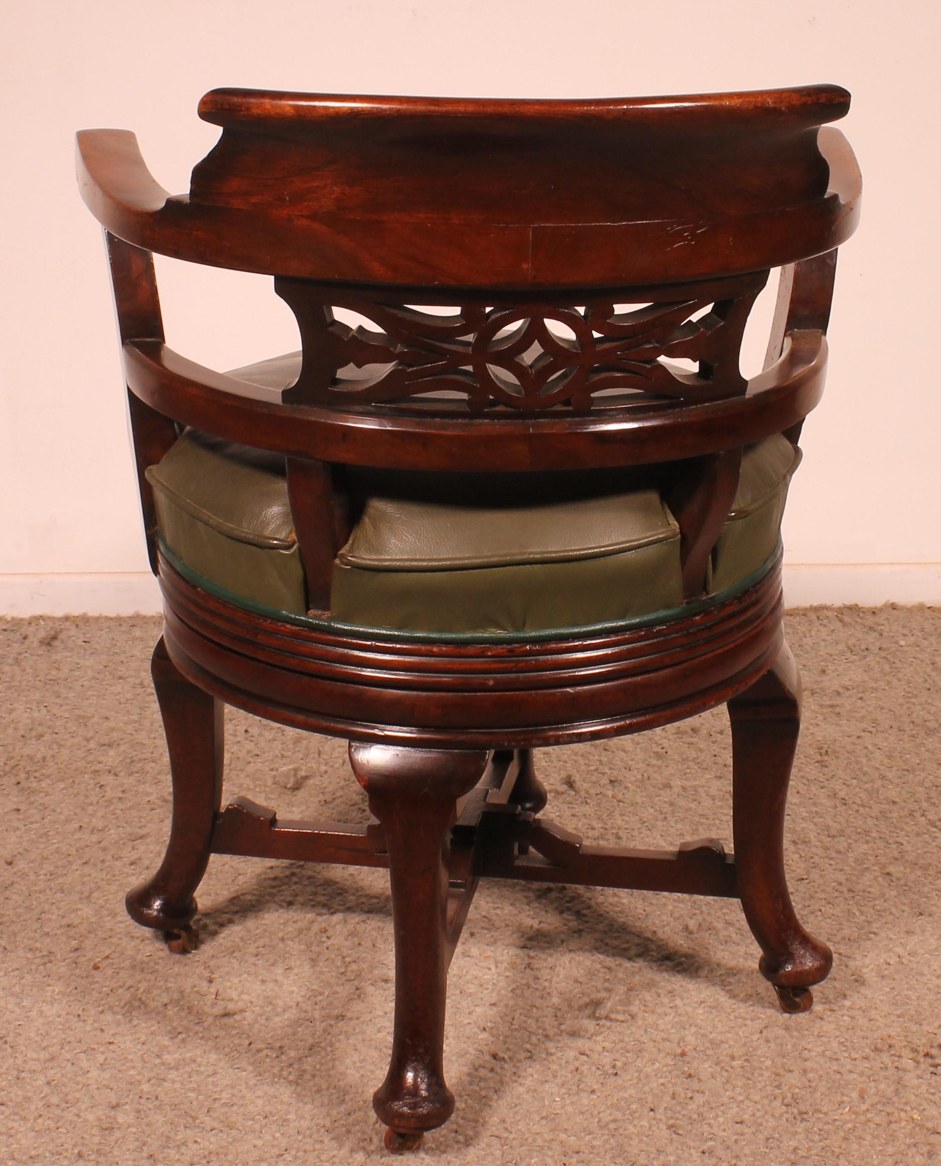 Victorian Mahogany Office Desk Armchair-19th Century For Sale 3