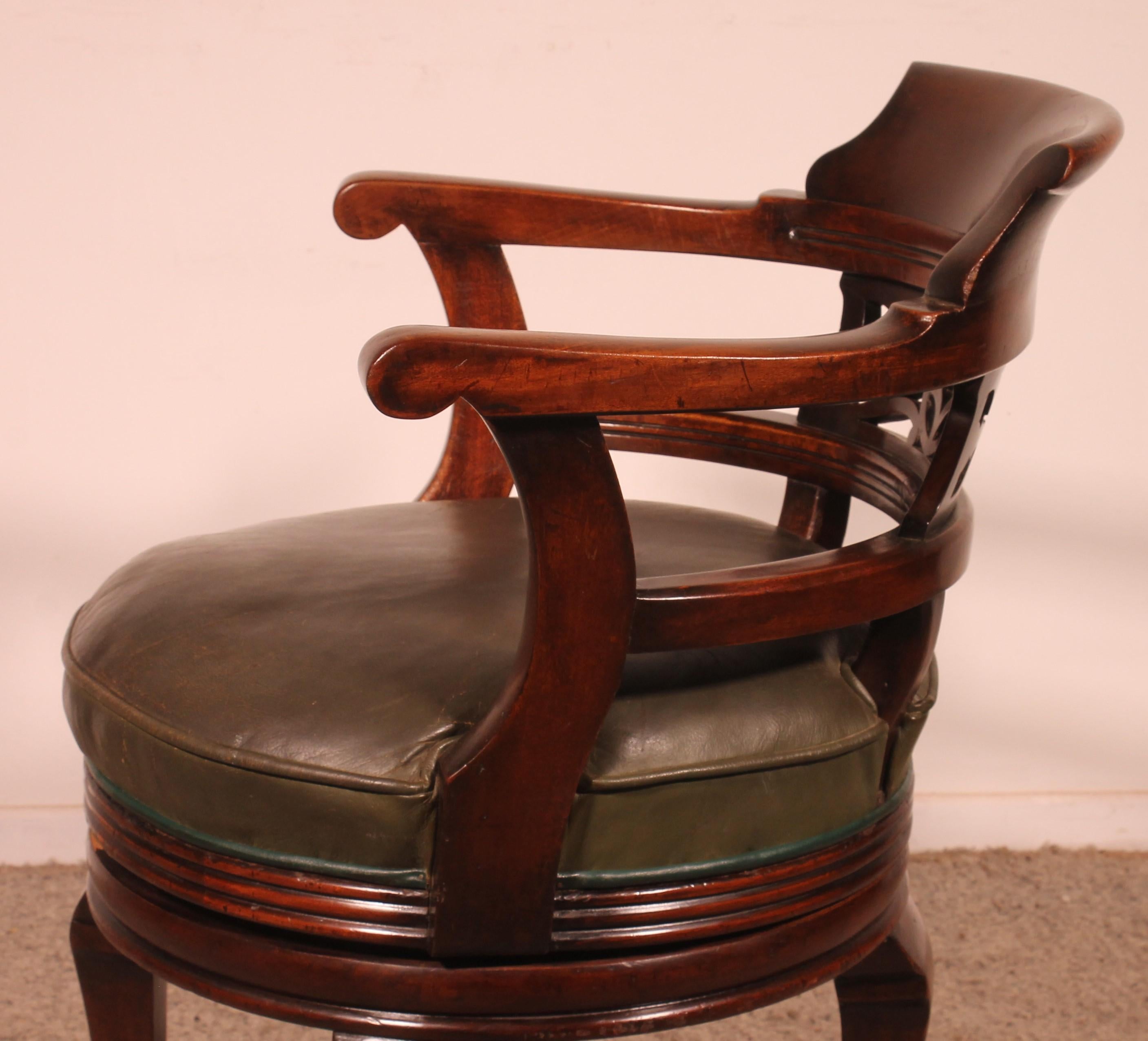Victorian Mahogany Office Desk Armchair-19th Century For Sale 5