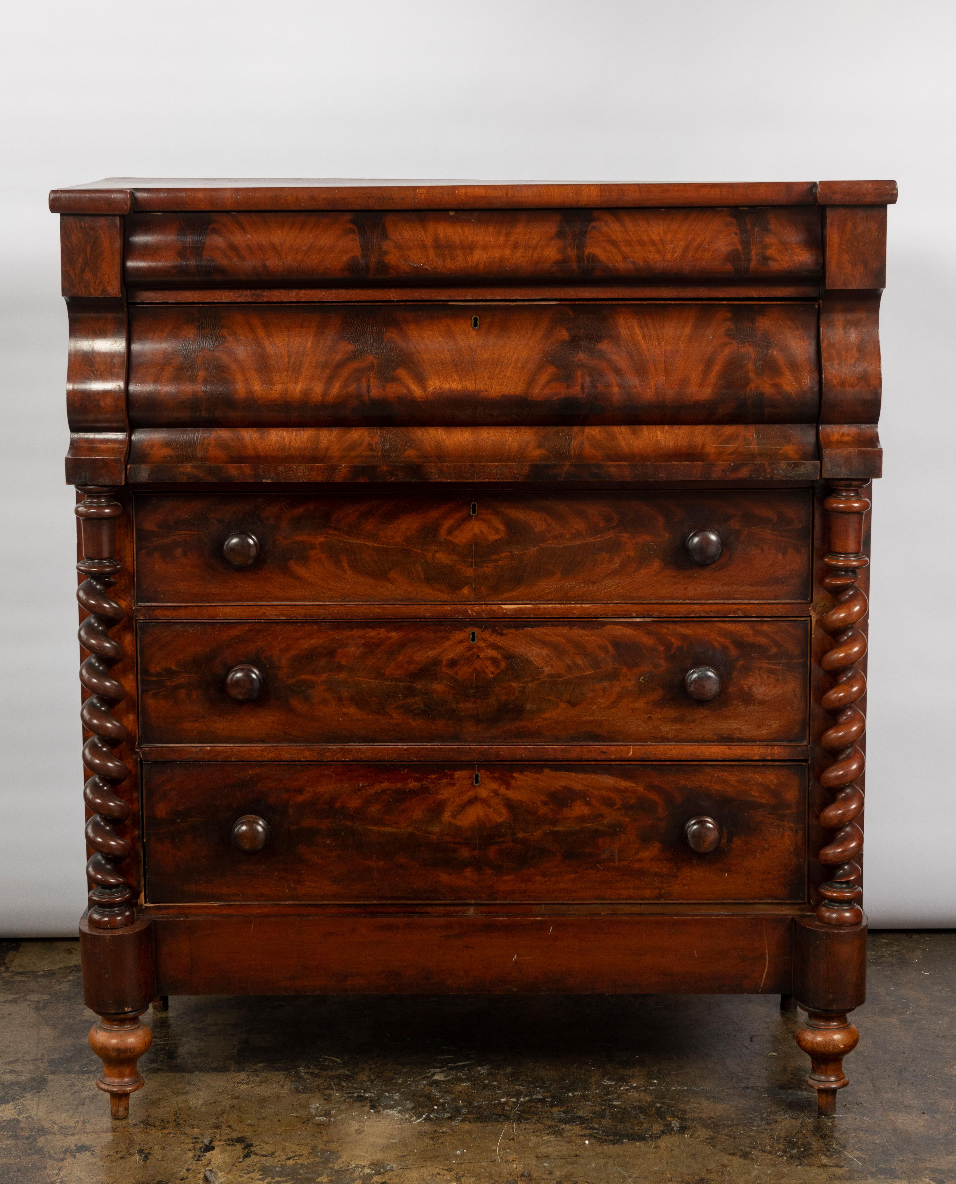 Veneer Victorian Mahogany Ogee Chest For Sale