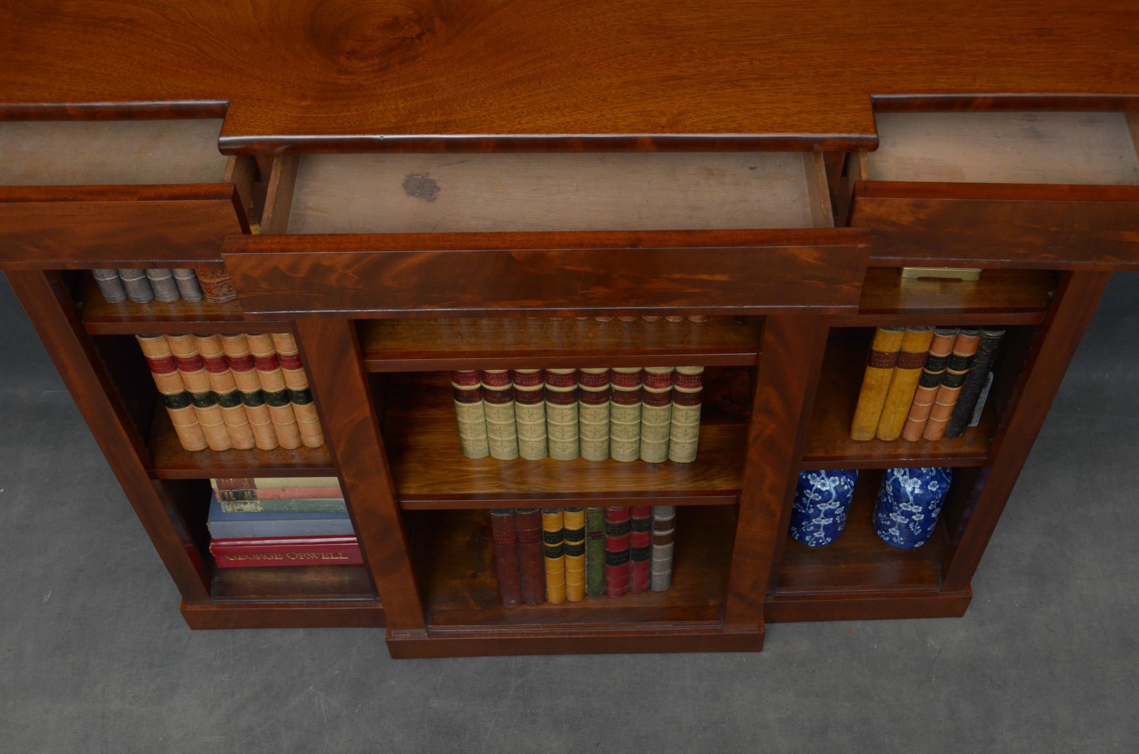 English Victorian Mahogany Open Bookcase