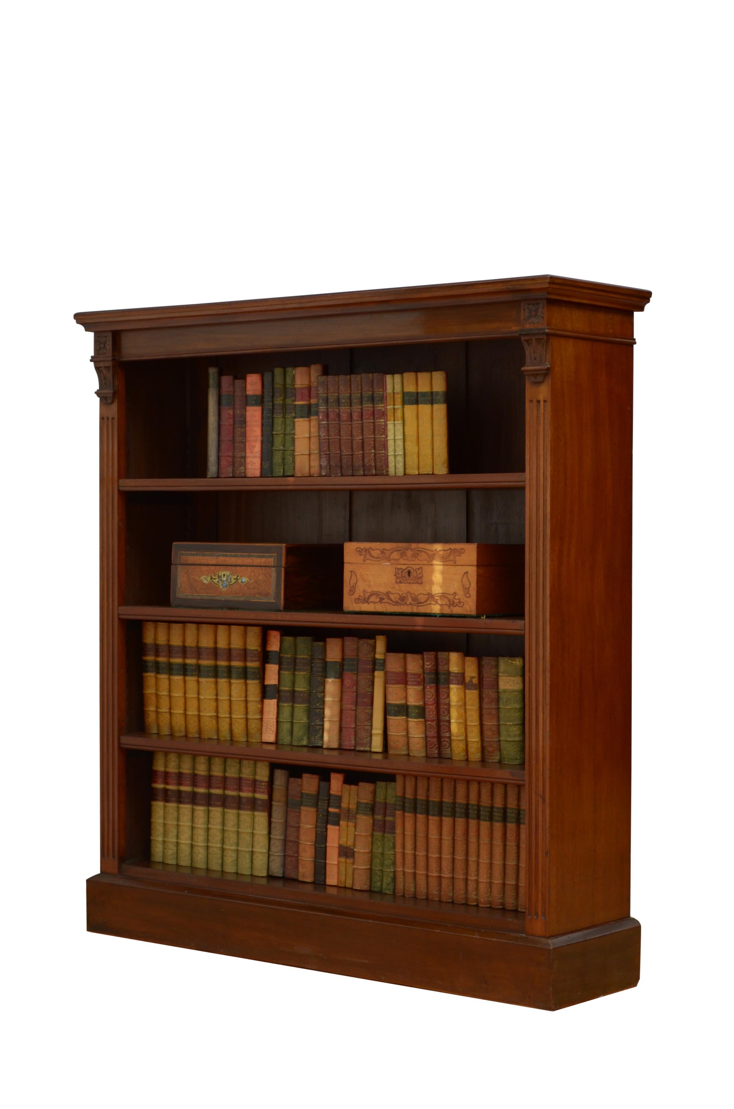 Late Victorian Victorian Mahogany Open Bookcase For Sale