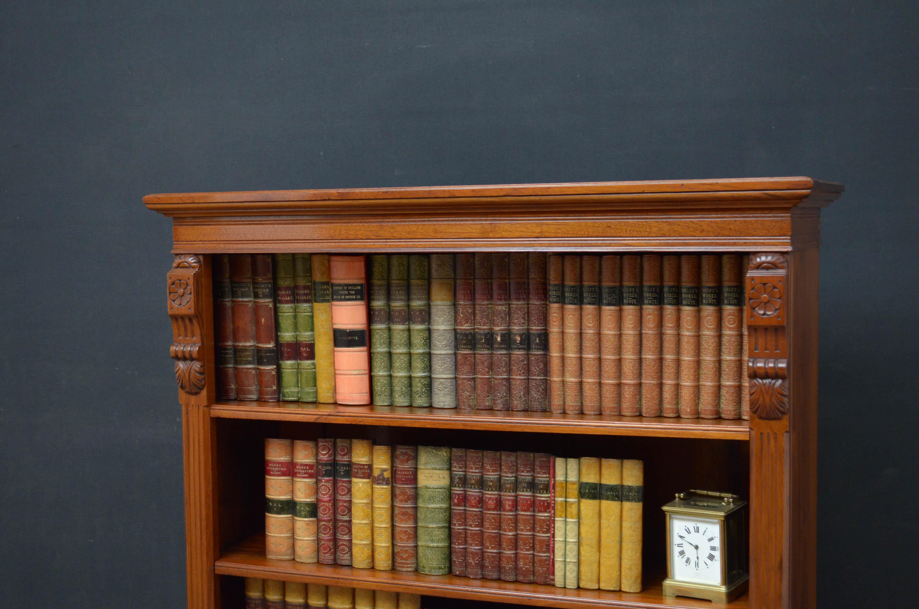 English Victorian Mahogany Open Bookcase