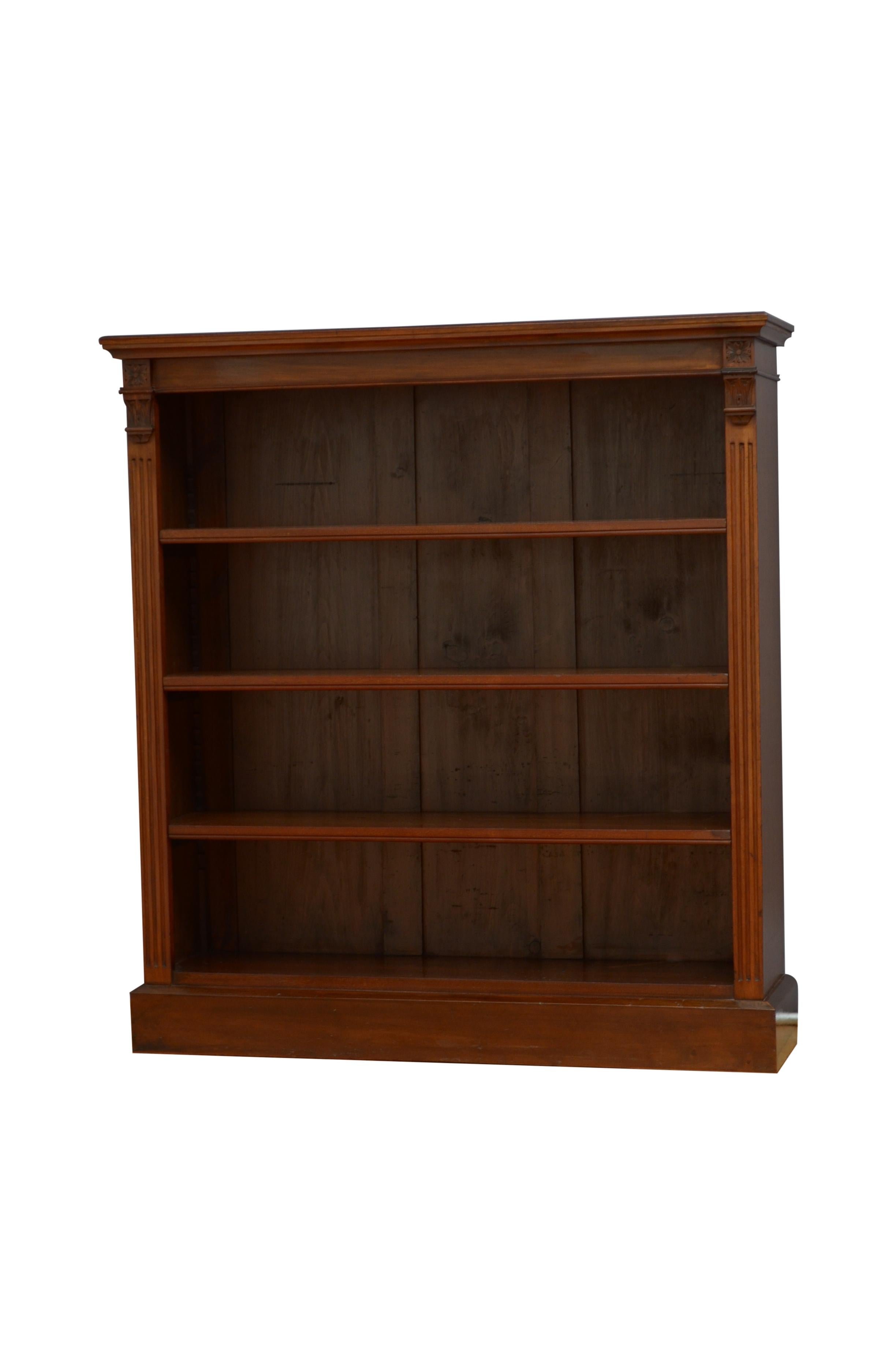 English Victorian Mahogany Open Bookcase