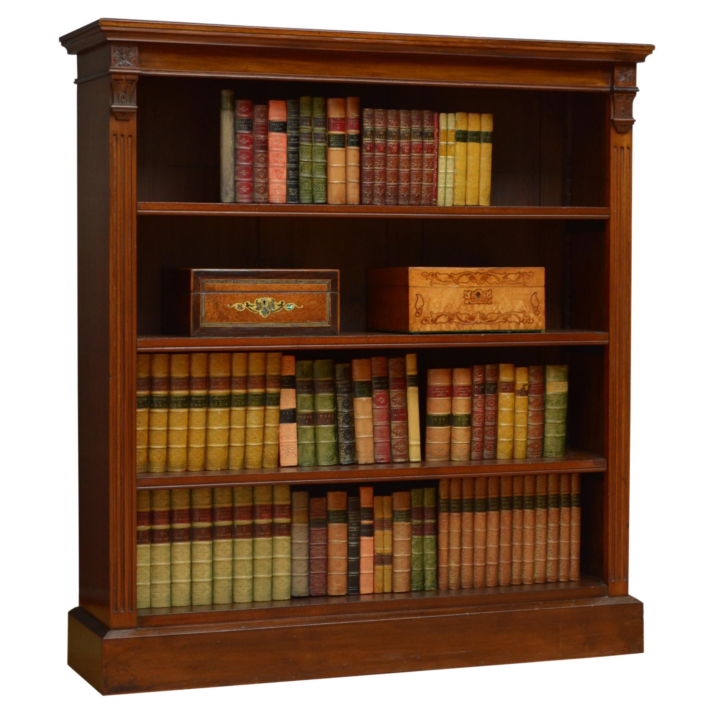 Victorian Mahogany Open Bookcase For Sale