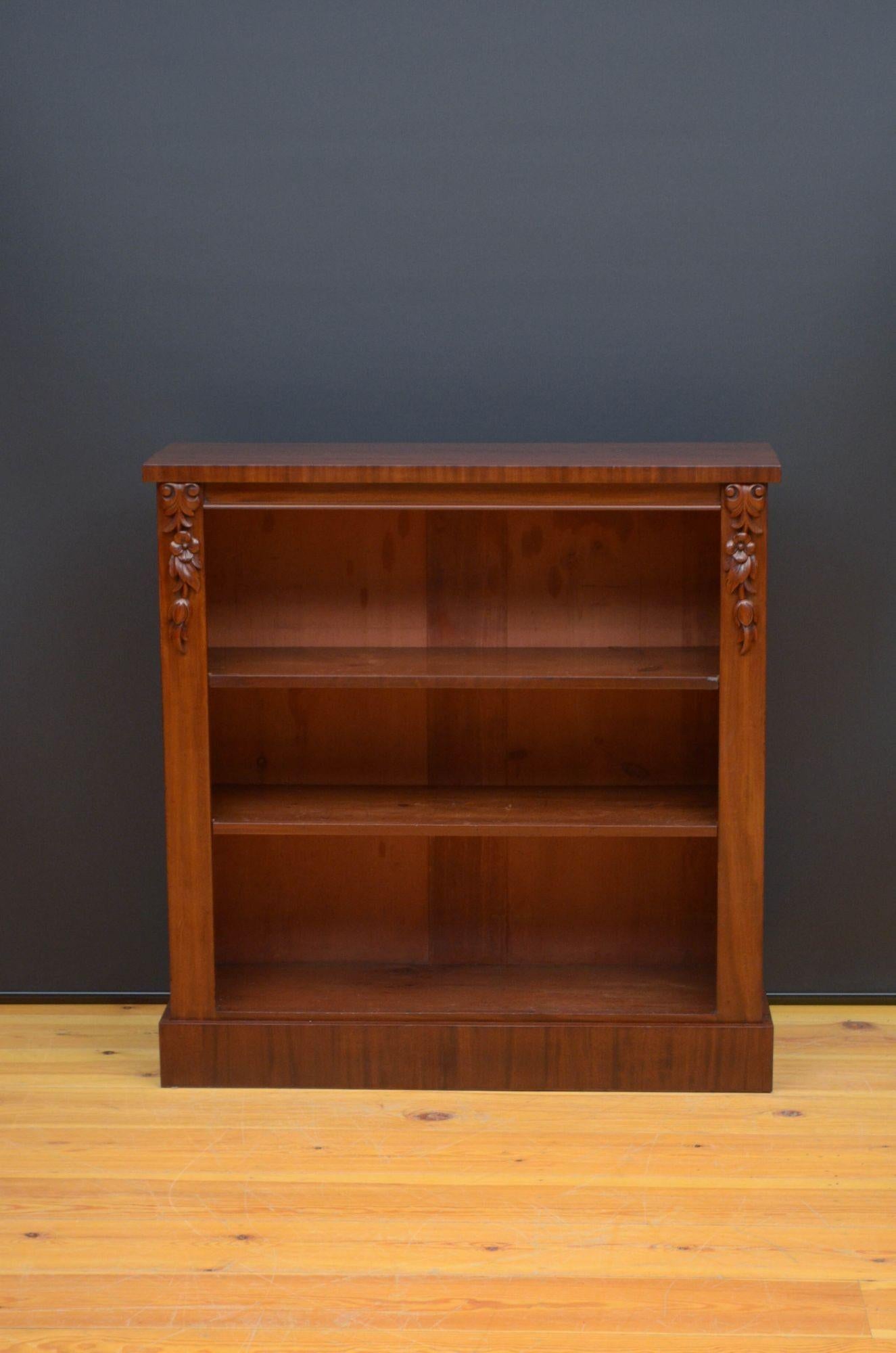 19th Century Victorian Mahogany Open Bookcase of Narrow Proportions For Sale