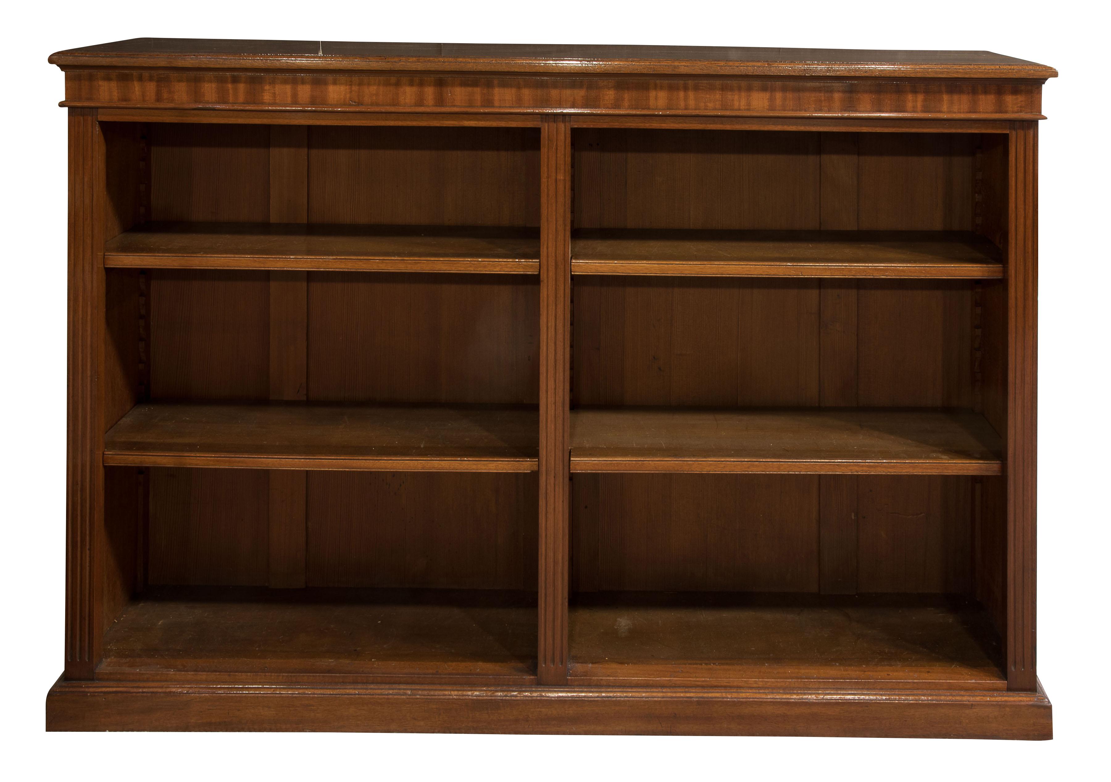 English Victorian Mahogany Open Bookcase with Adjustable Shelves, circa 1890