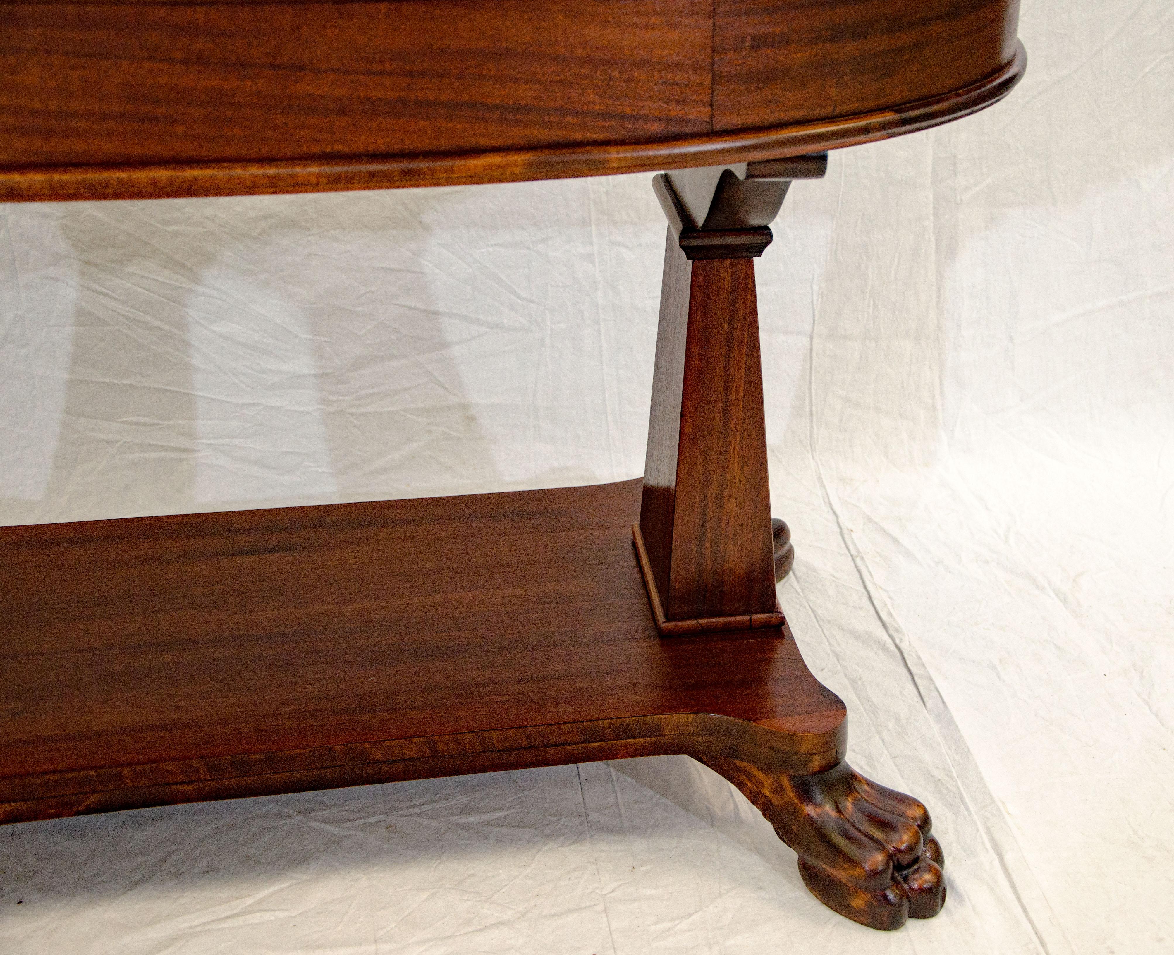 Victorian Mahogany Oval Library Table, Claw Feet For Sale 12