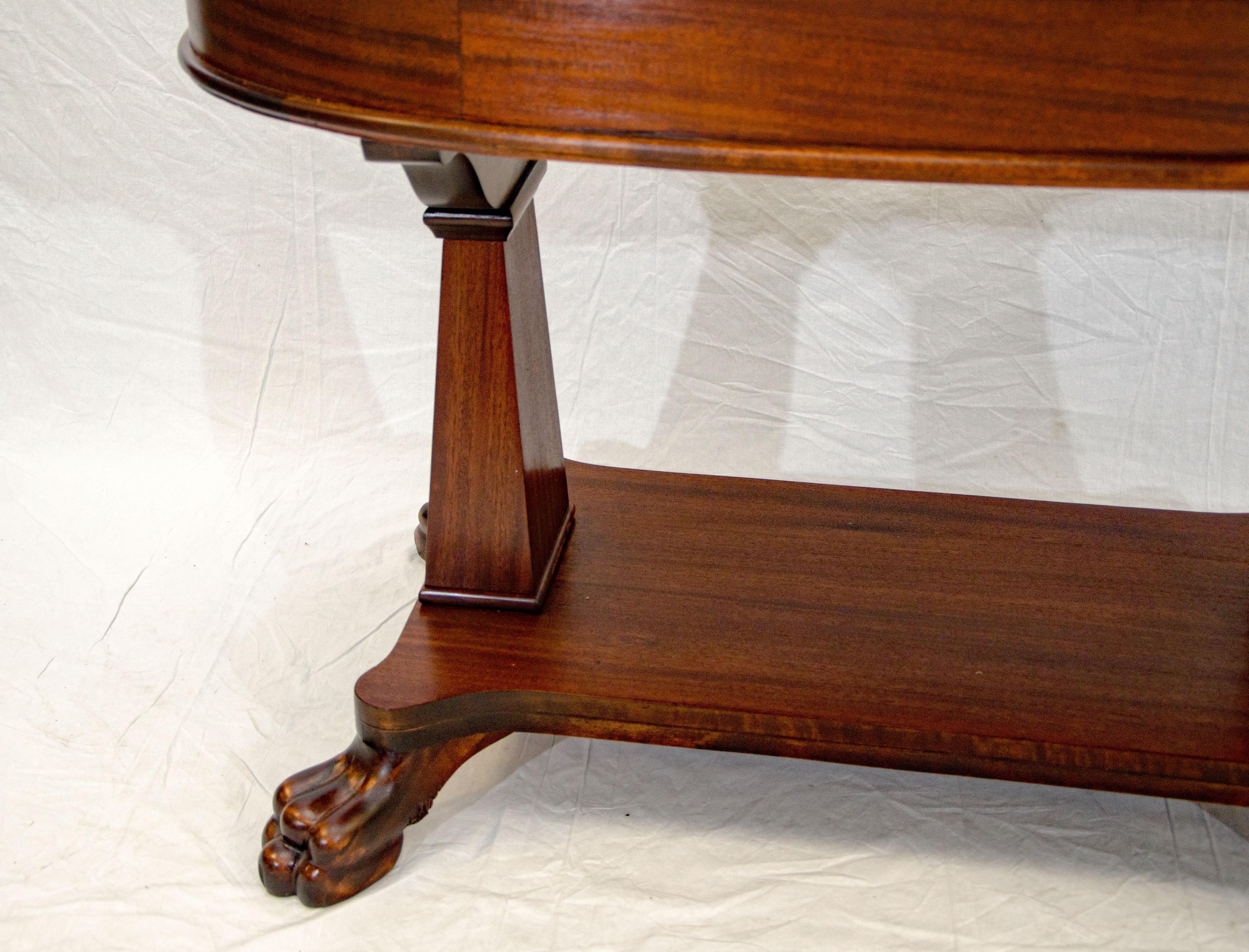 Victorian Mahogany Oval Library Table, Claw Feet For Sale 13