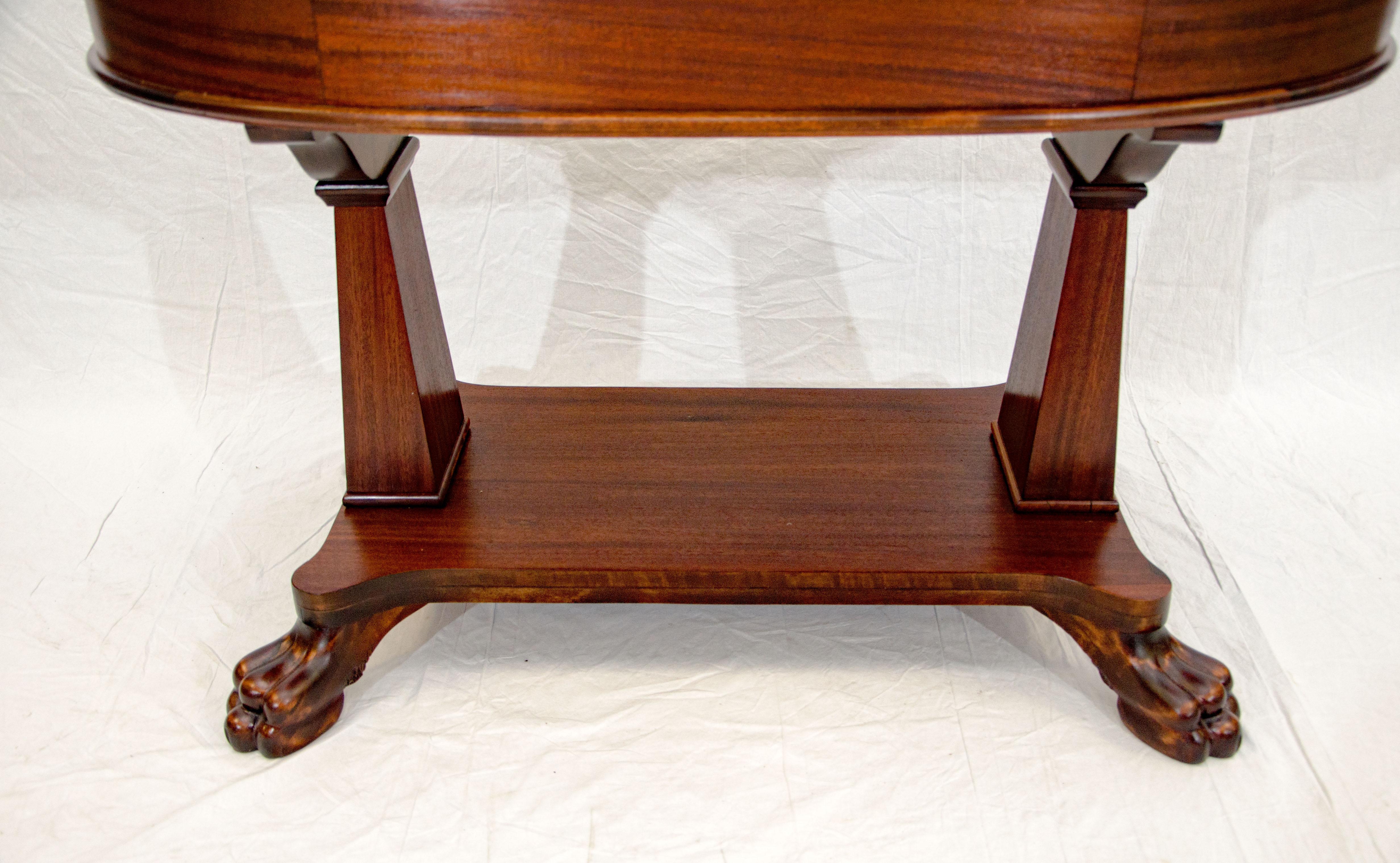 Victorian Mahogany Oval Library Table, Claw Feet For Sale 14