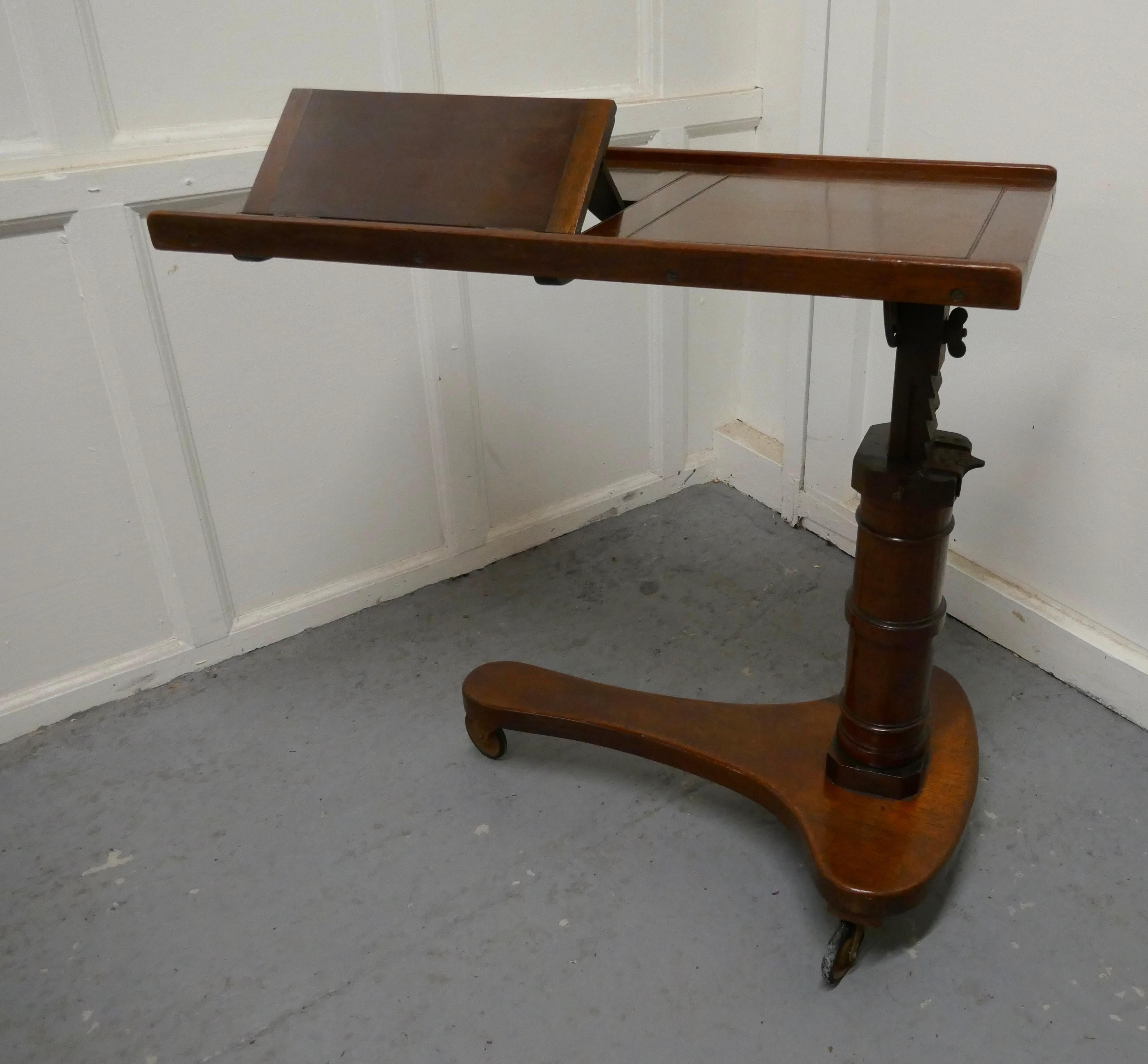 19th Century Victorian Mahogany, Over Bed Reading Stand Table For Sale