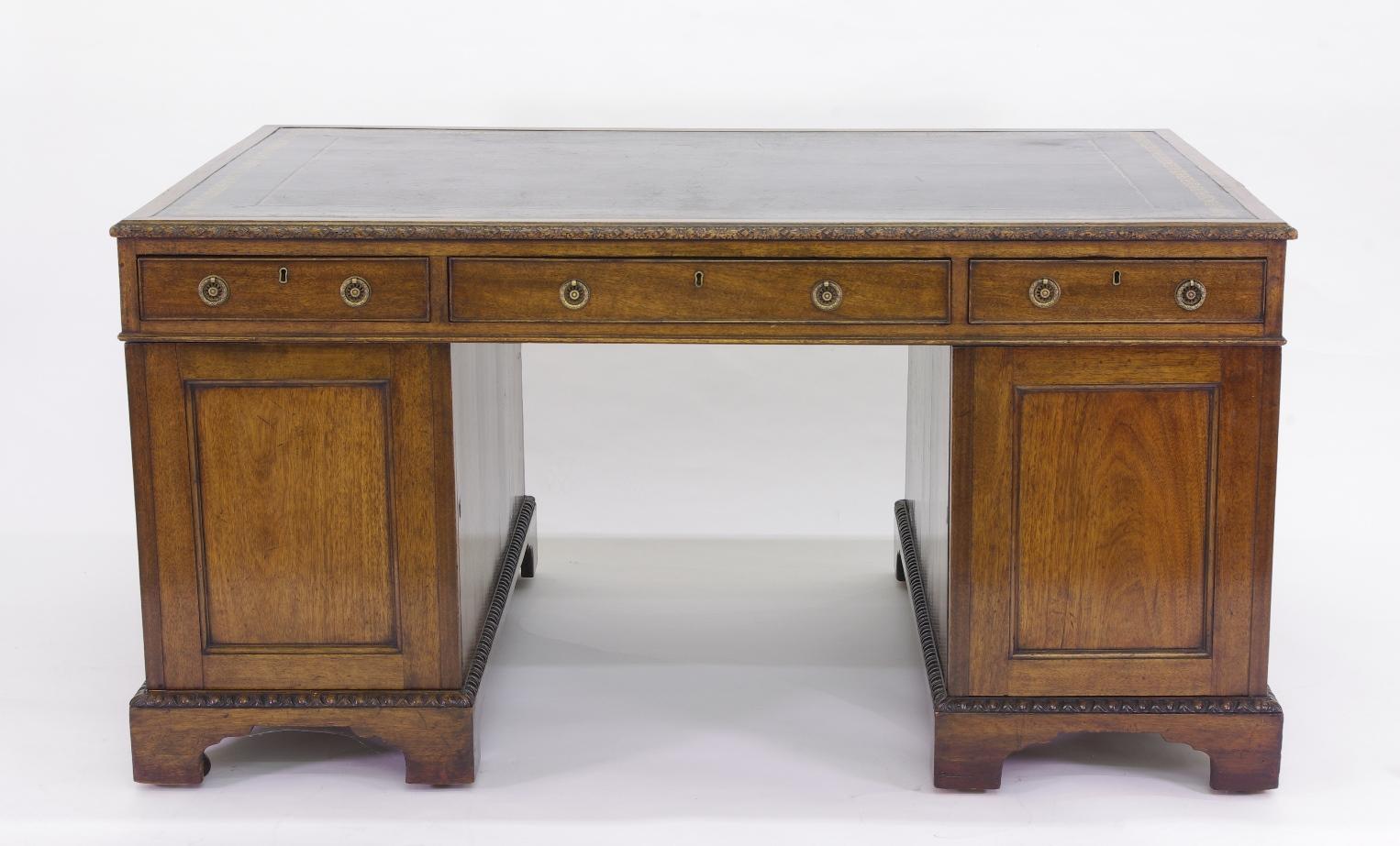 English Victorian Mahogany Partners Desk, circa 1840-1860 For Sale