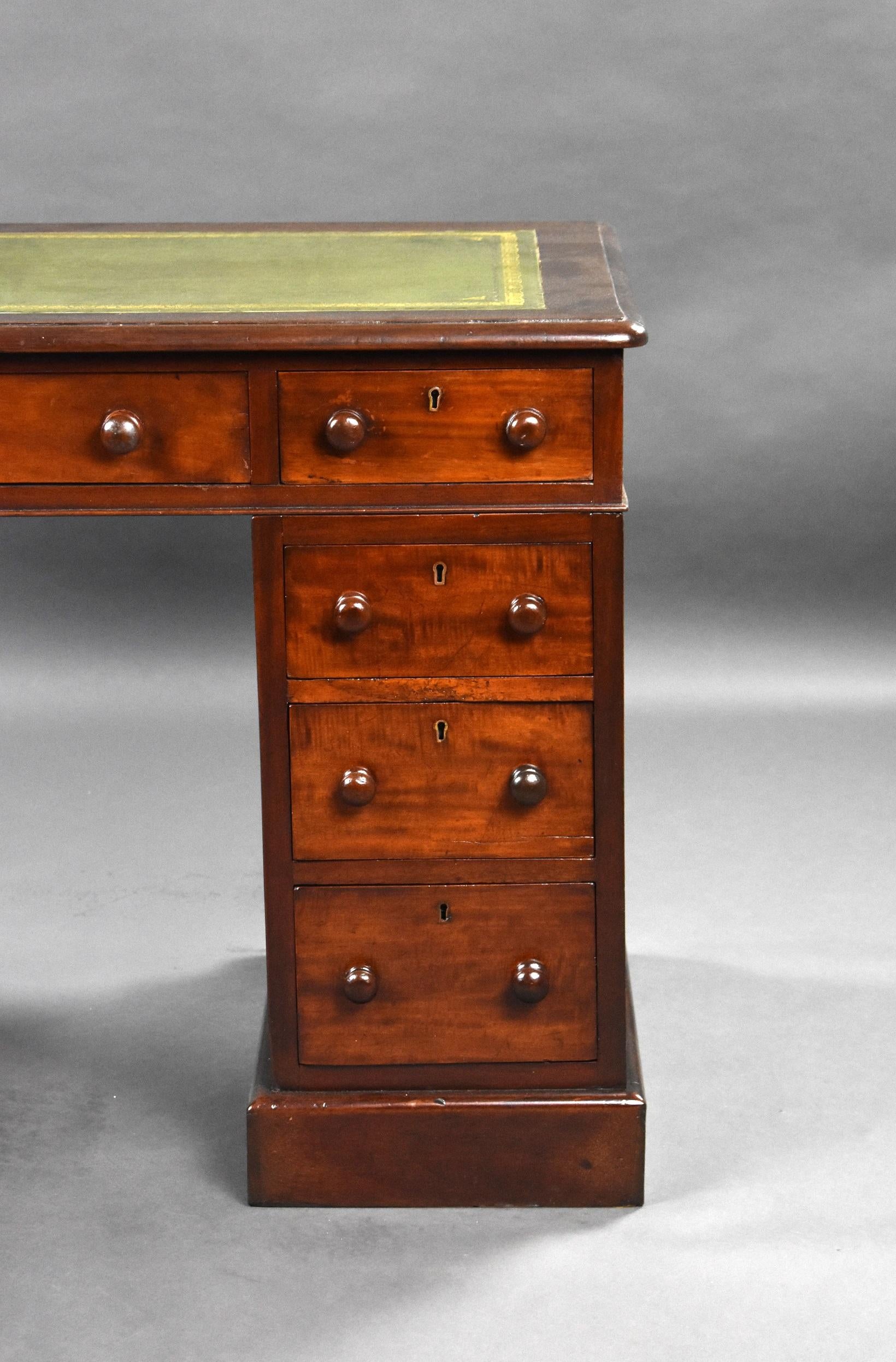 European Victorian Mahogany Pedestal Desk