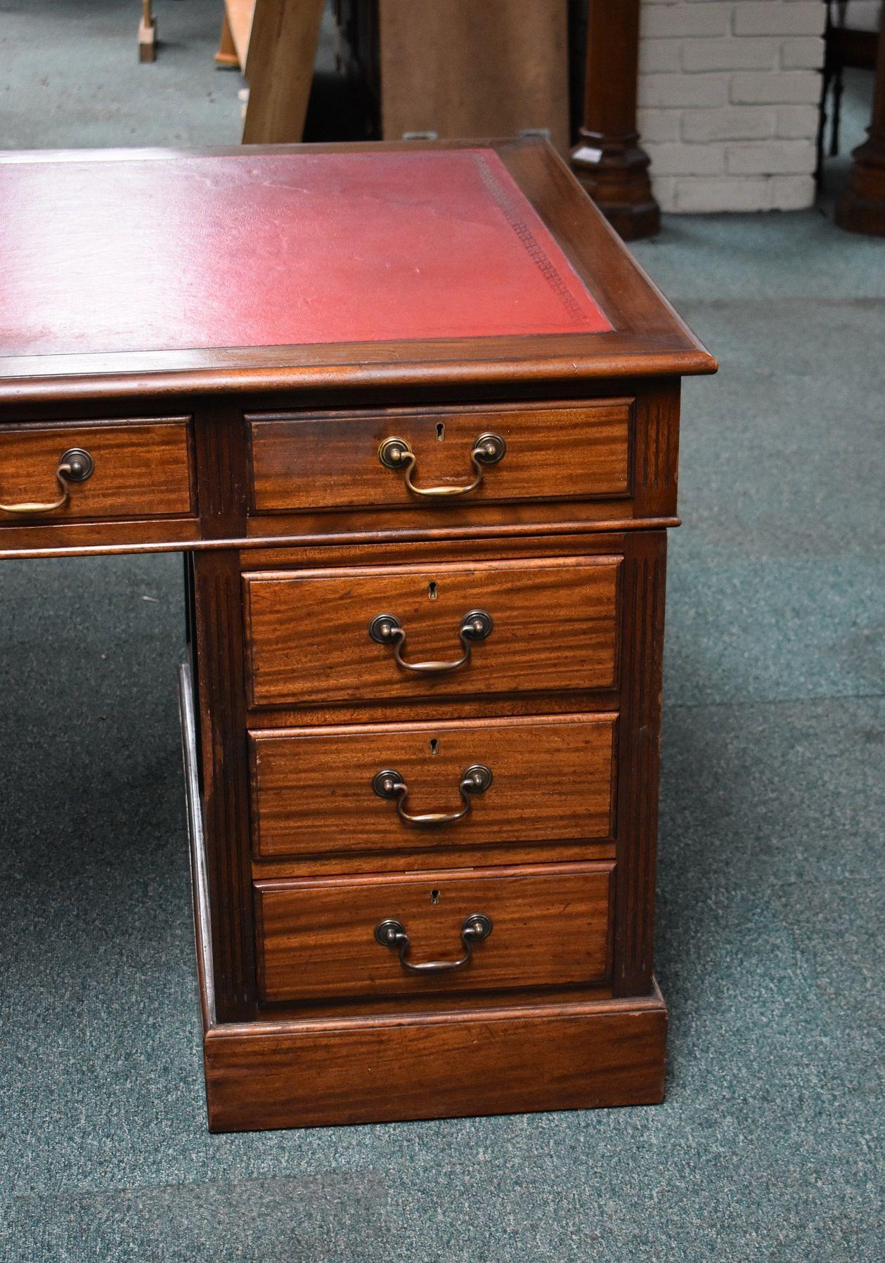 19th Century Victorian Mahogany Pedestal Desk