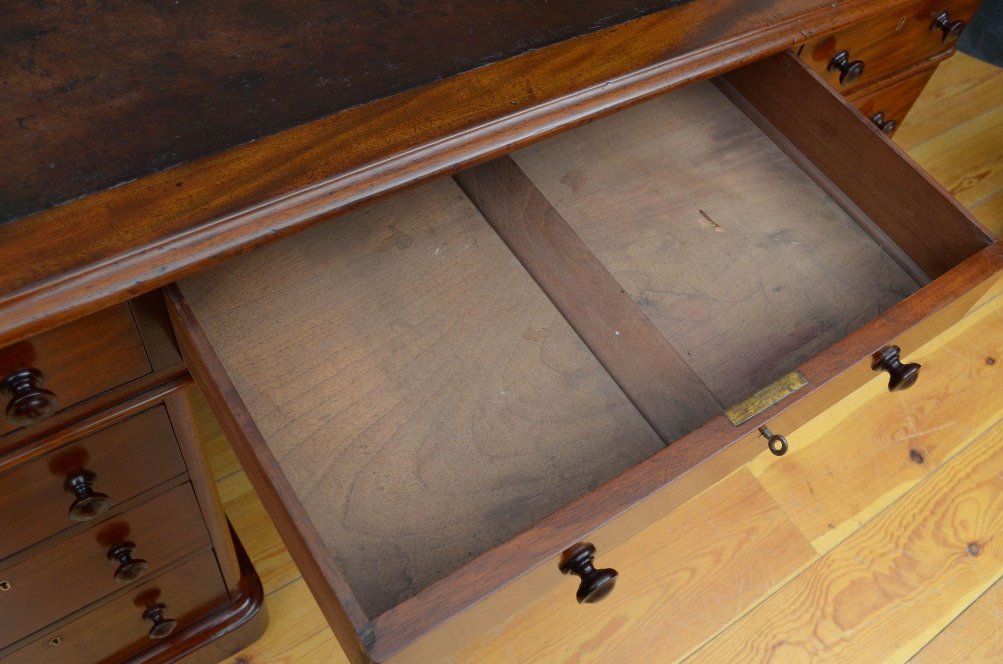 19th Century Victorian Mahogany Pedestal Desk For Sale