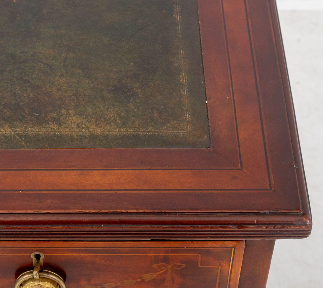 Brass Victorian Mahogany Pedestal Desk For Sale