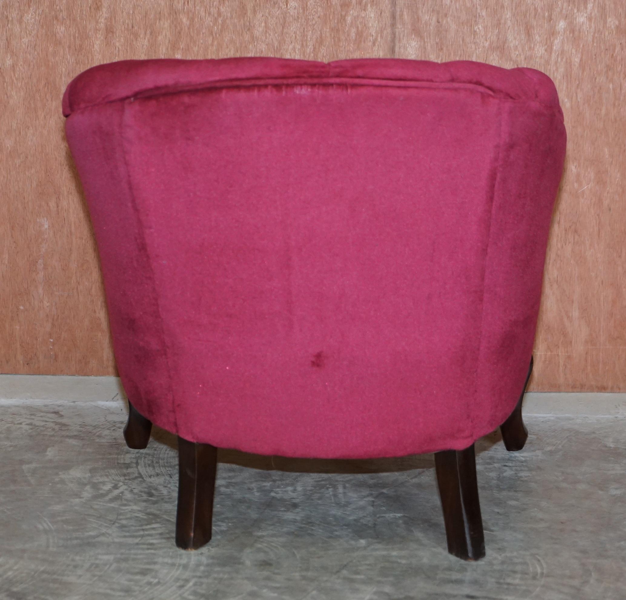 Upholstery Victorian Hardwood & Pink Velour Parlour Chesterfield Suite of Sofa & Armchairs For Sale