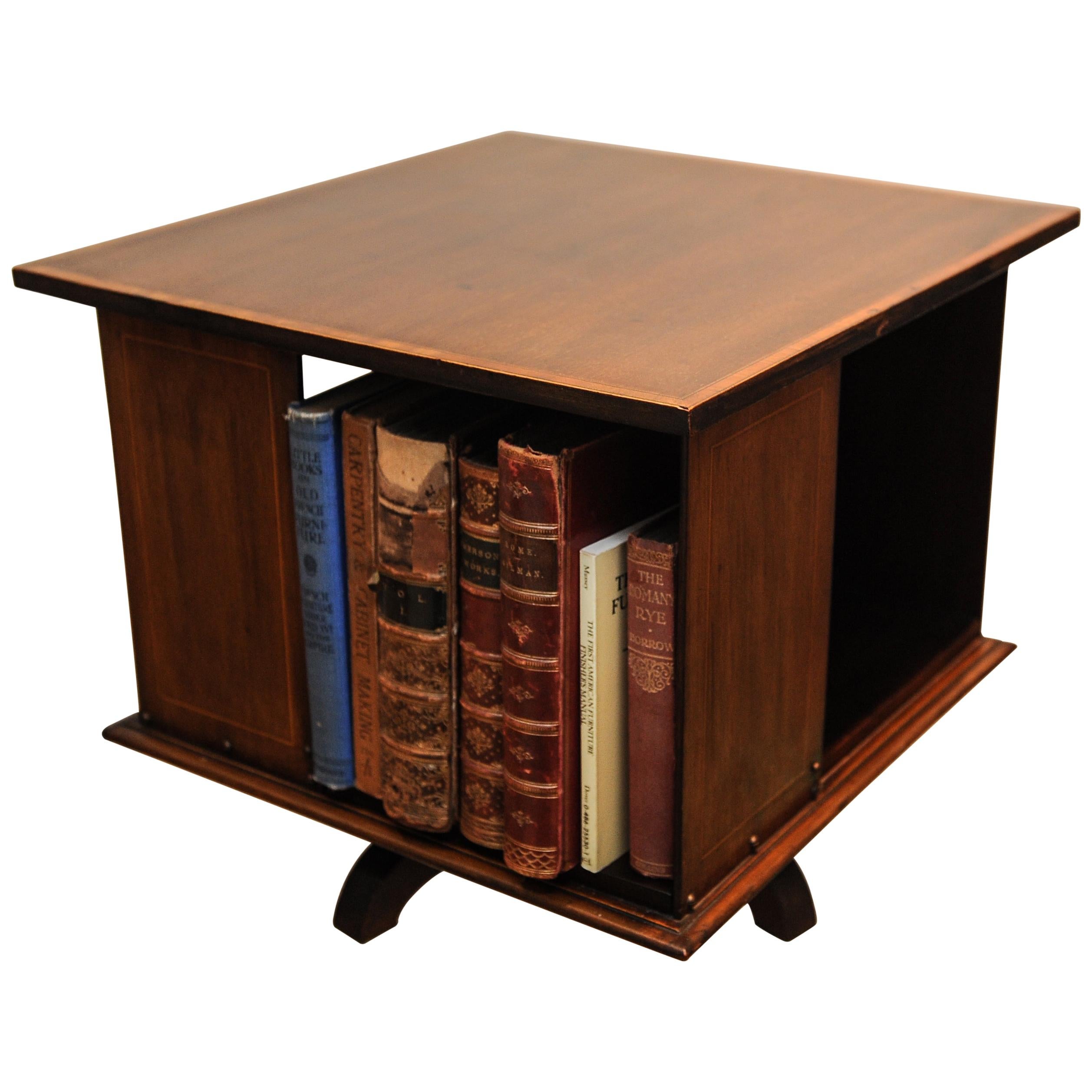 Victorian Mahogany Revolving Tabletop Bookcase with Inlaid Detailing For Sale