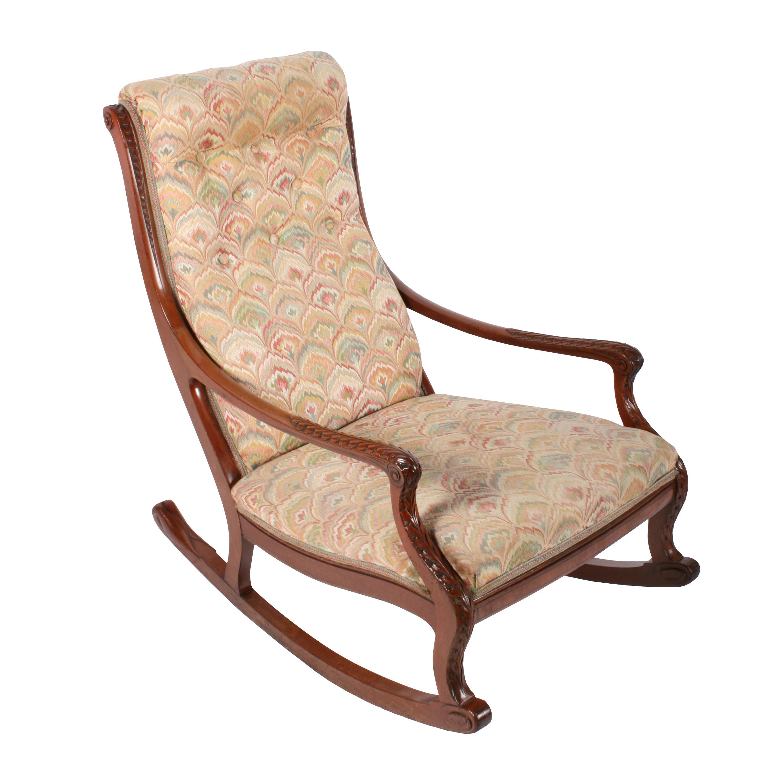 Victorian Mahogany Rocking Armchair For Sale