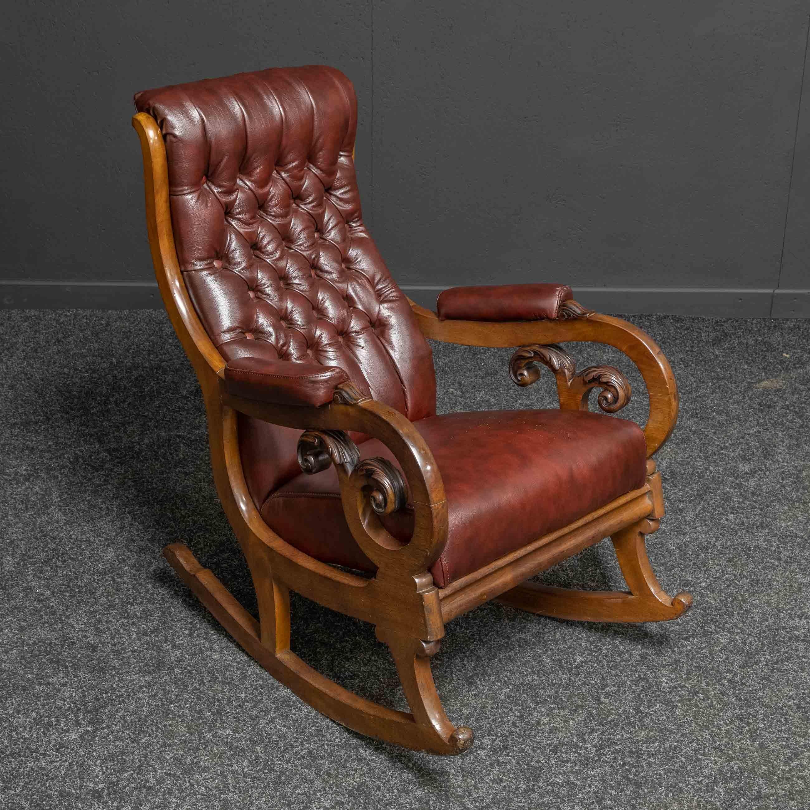 Late 19th Century Victorian Mahogany Rocking Chair For Sale