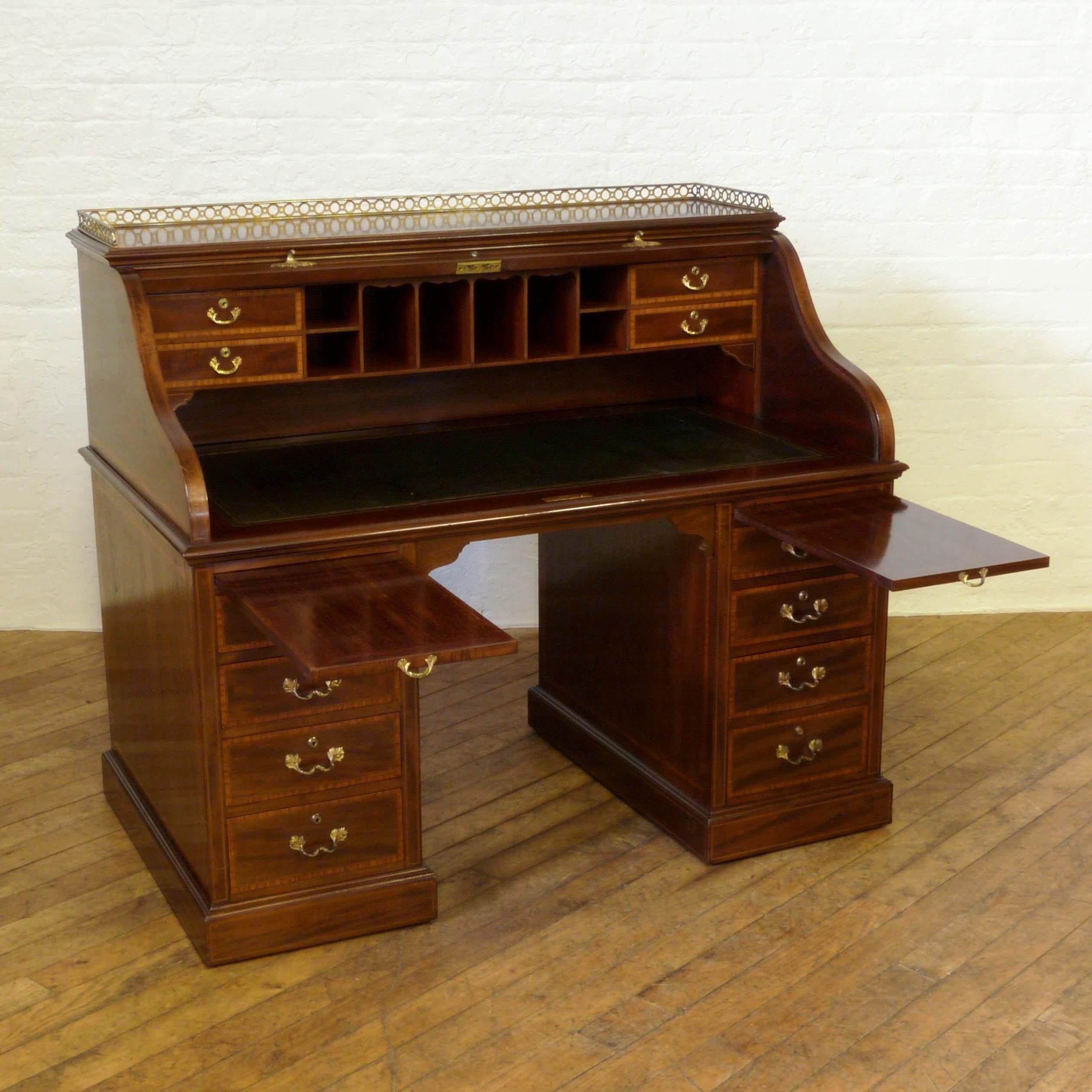 English Victorian Mahogany Roll Top Desk