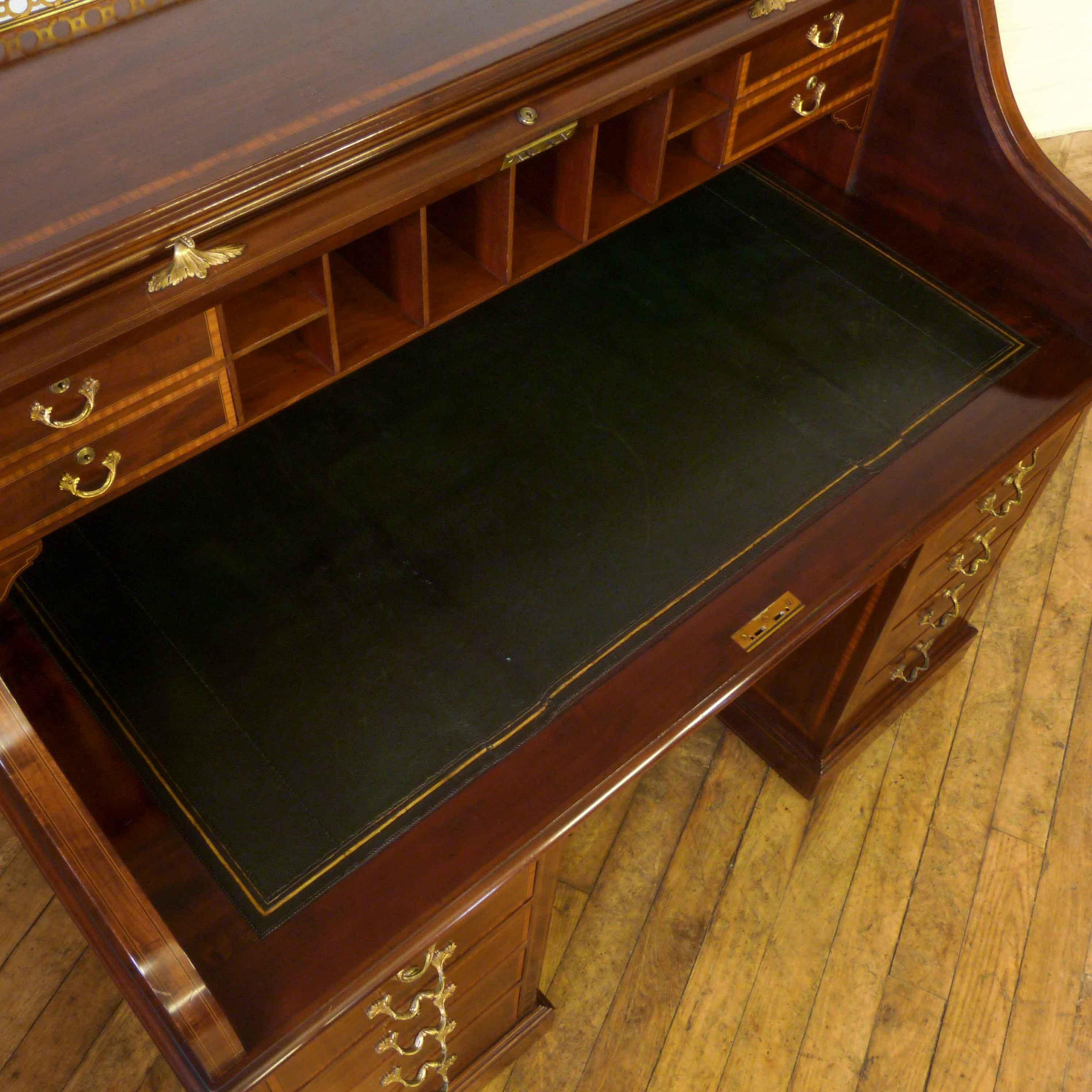Late 19th Century Victorian Mahogany Roll Top Desk