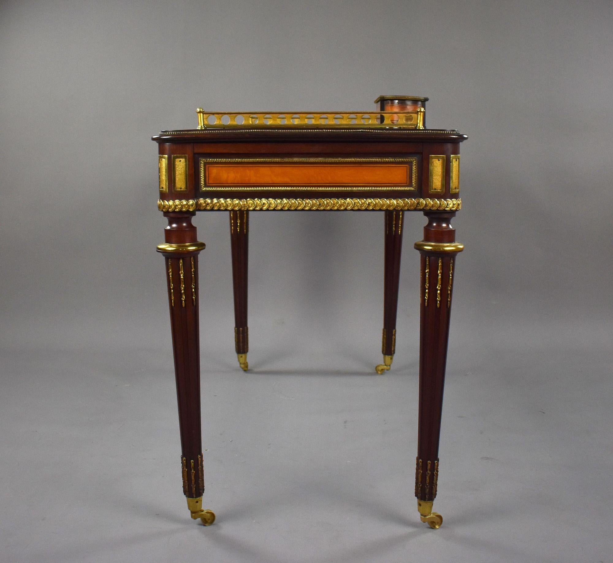 Victorian Mahogany & Satinwood Writing Table by Edwards & Roberts 8