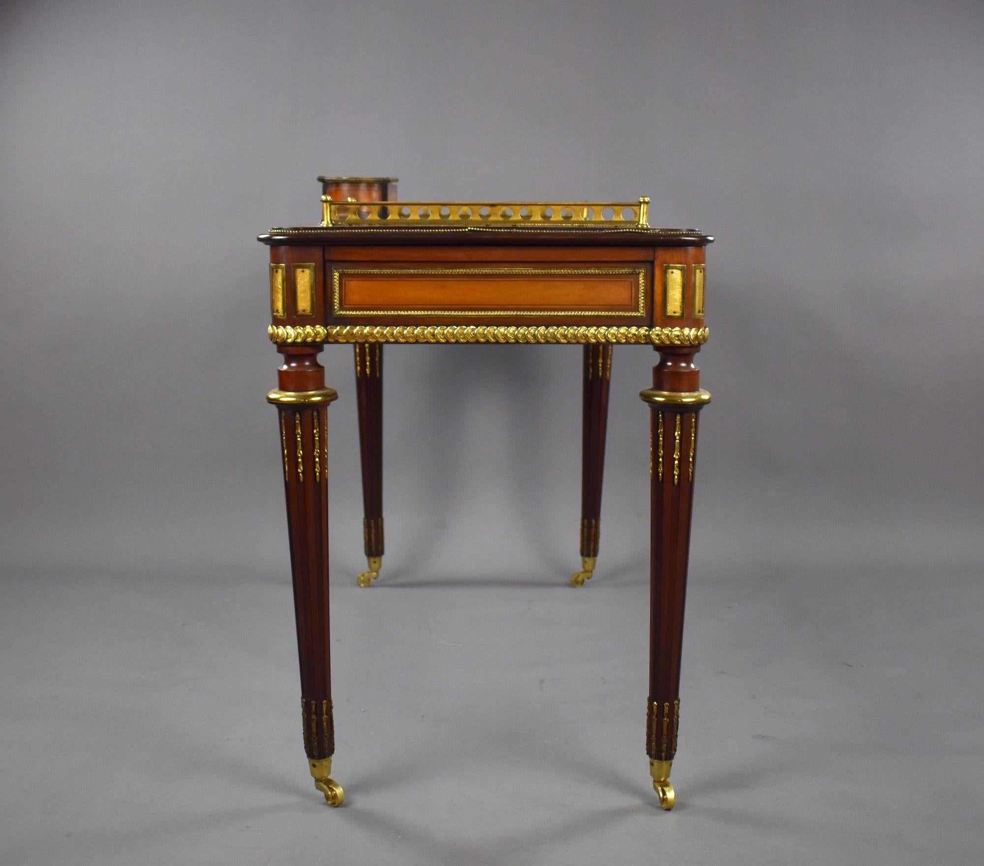 Victorian Mahogany & Satinwood Writing Table by Edwards & Roberts 3