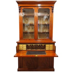 Antique Victorian Mahogany Secretaire Bookcase, circa 1870