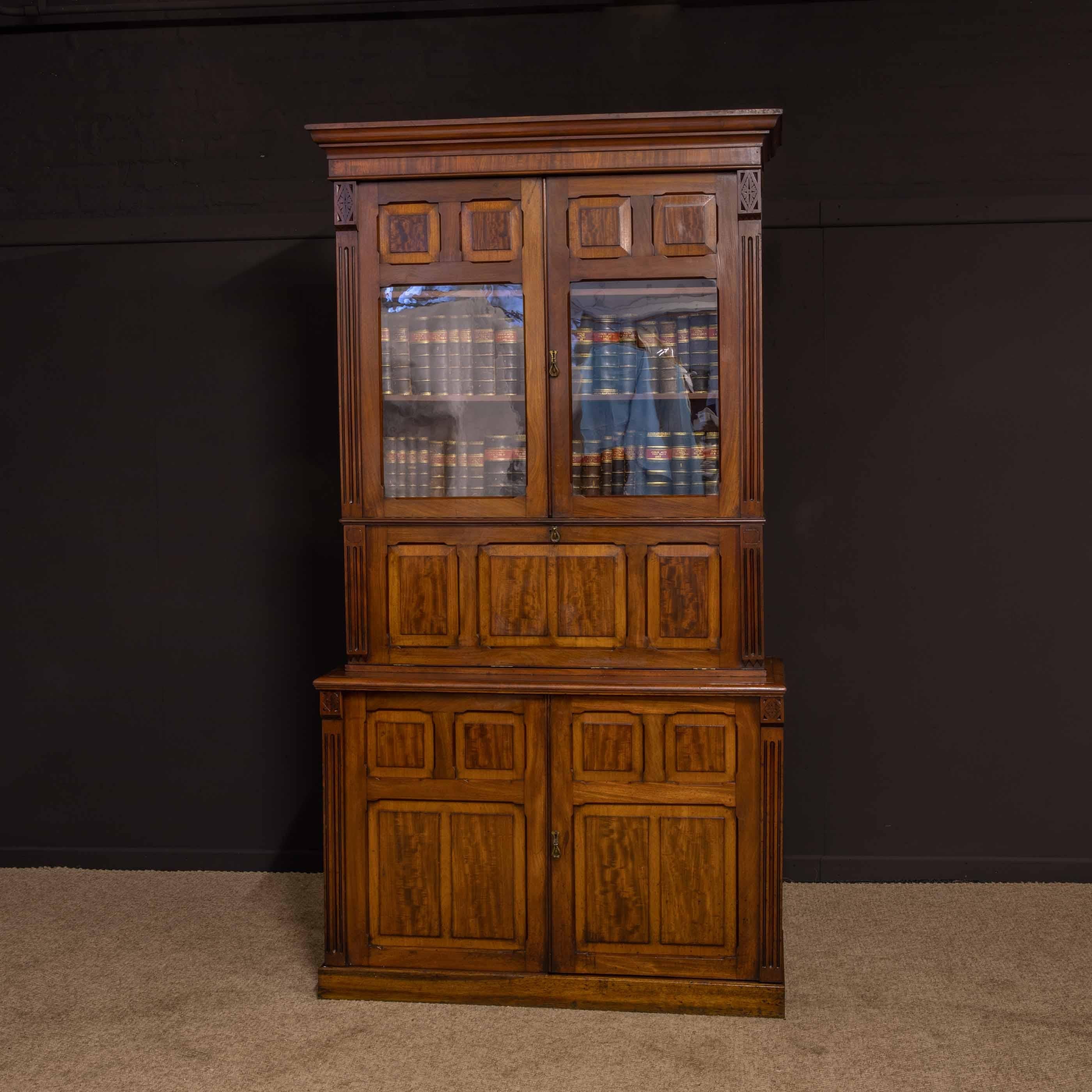 Victorian Mahogany Secretaire Bookcase For Sale 3