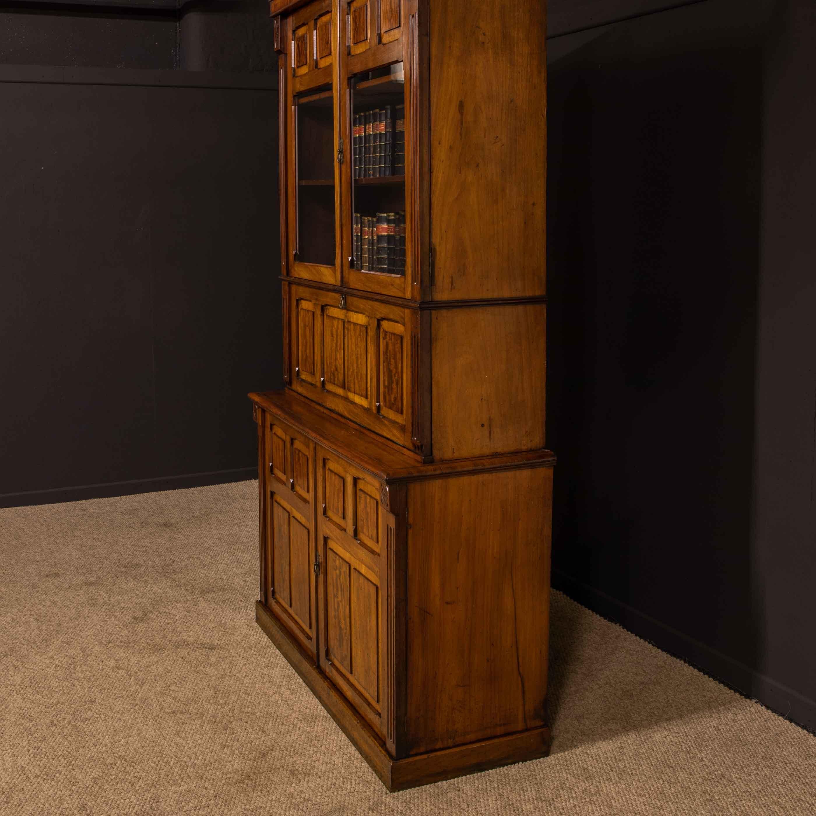 Victorian Mahogany Secretaire Bookcase For Sale 4
