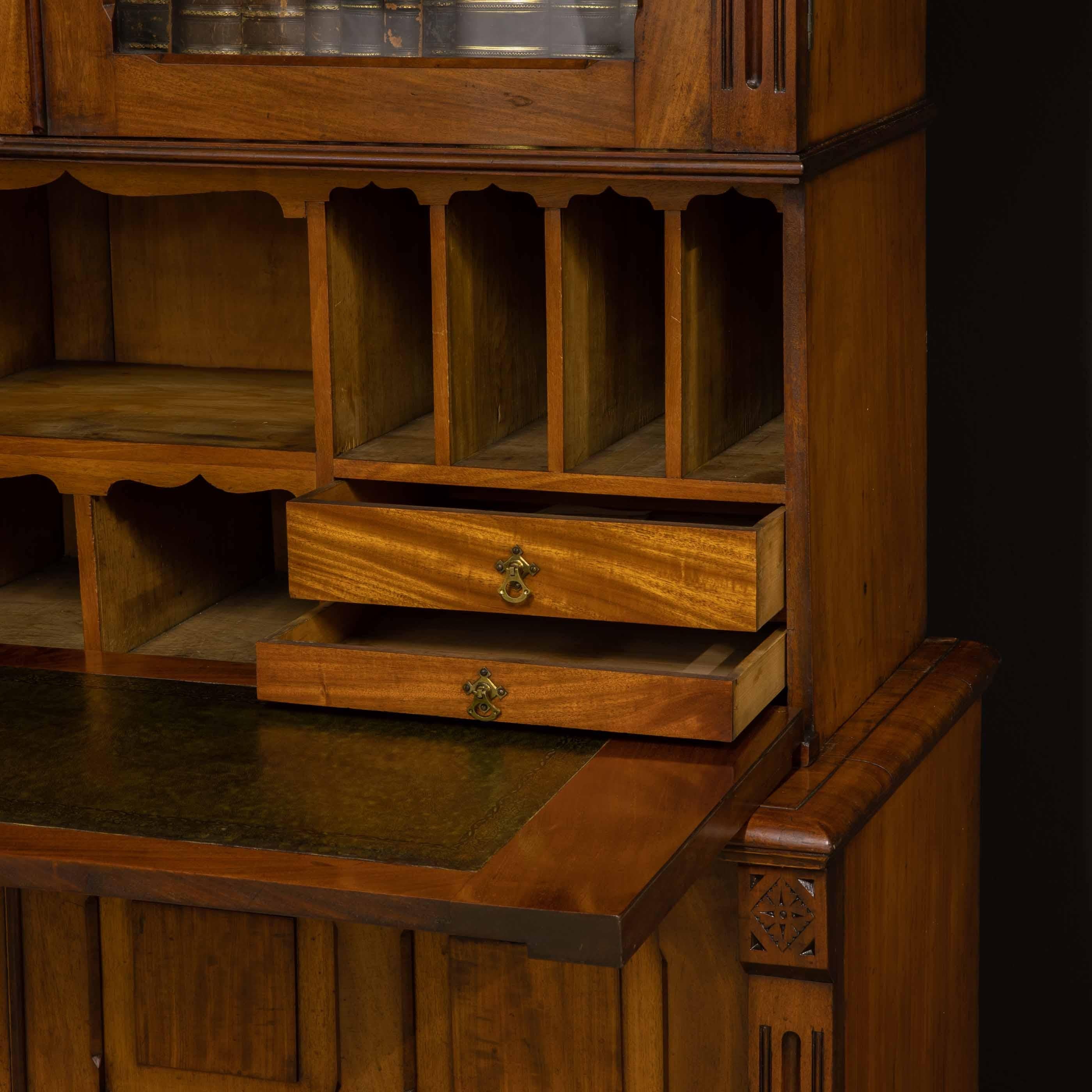 Victorian Mahogany Secretaire Bookcase For Sale 5