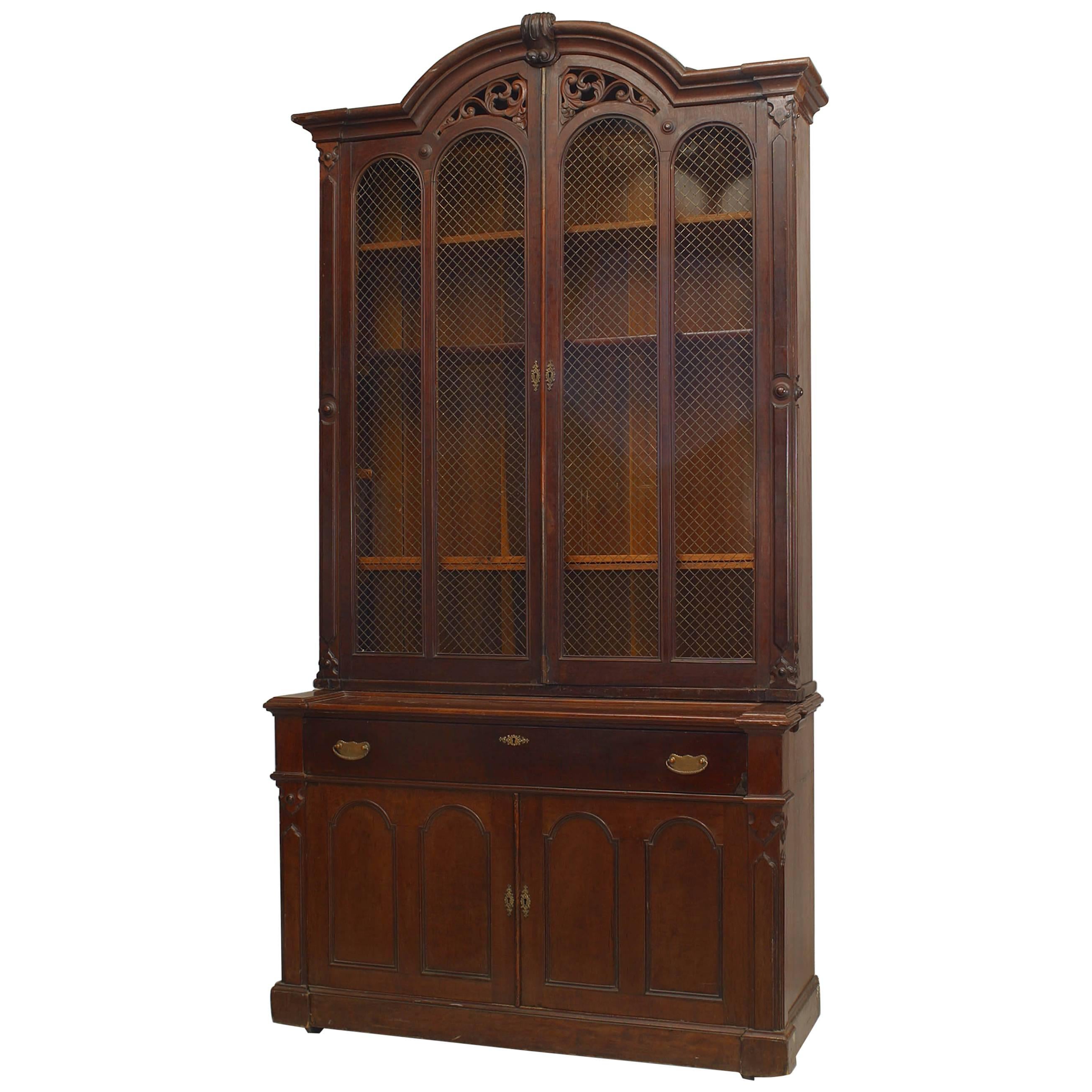 Victorian Mahogany Secretaire Bookcase