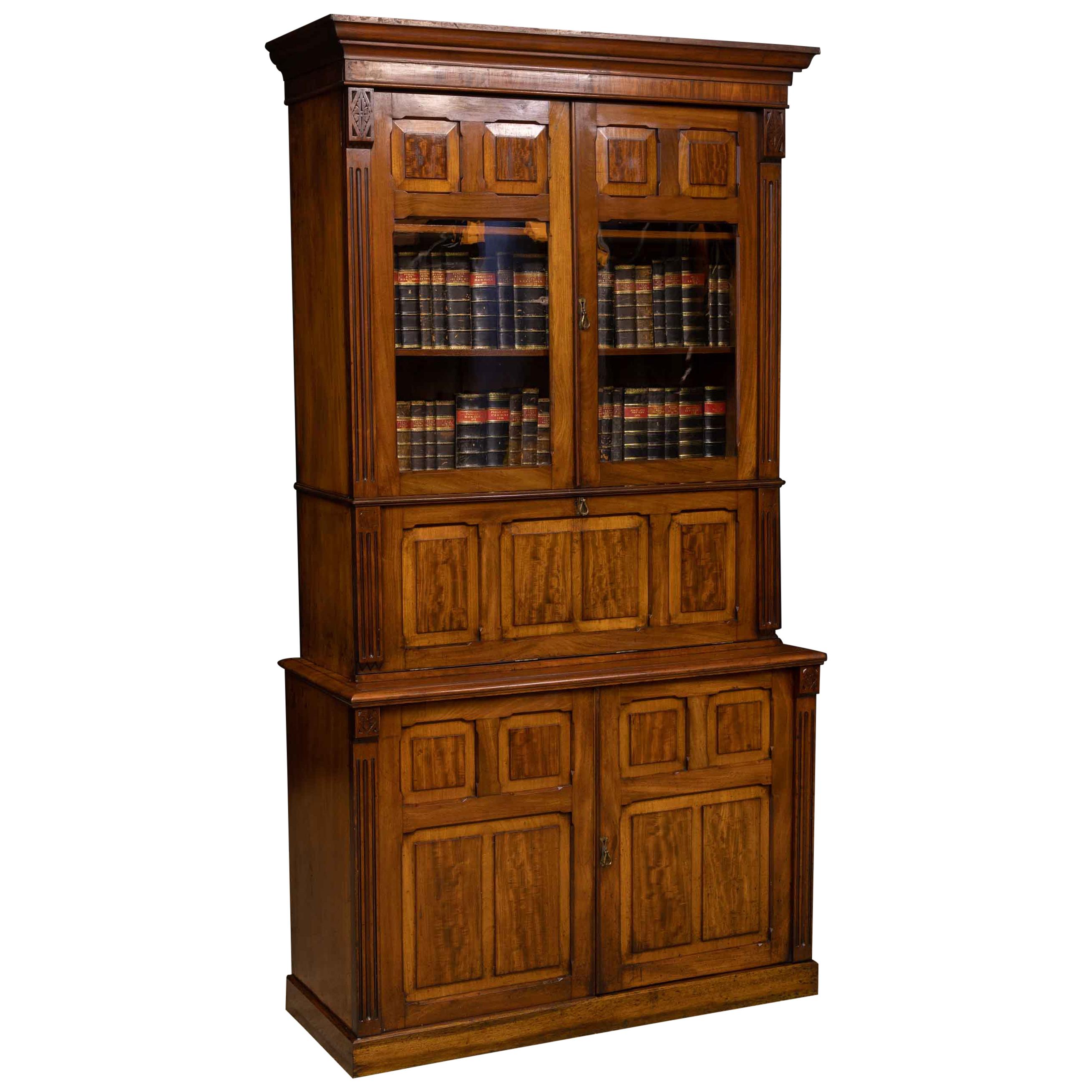 Victorian Mahogany Secretaire Bookcase