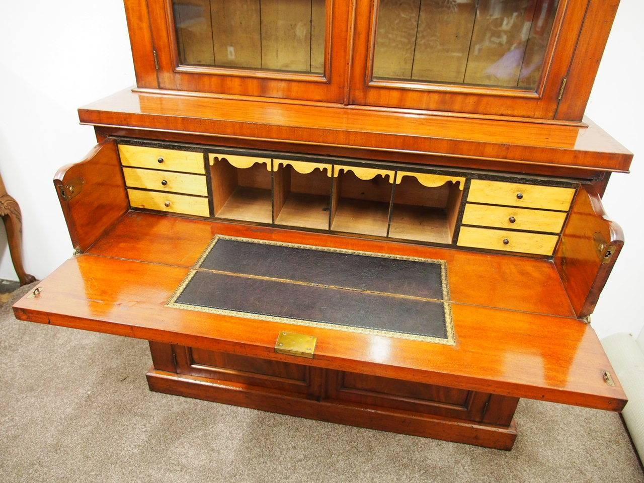 Late 19th Century Victorian Mahogany Secretaire Bookcase, circa 1870 For Sale