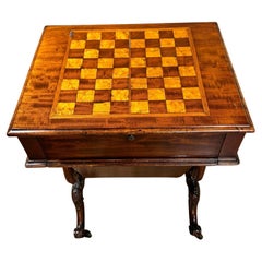 Tables de Jeux d'échecs et tables à couture en acajou de l'époque victorienne 1870