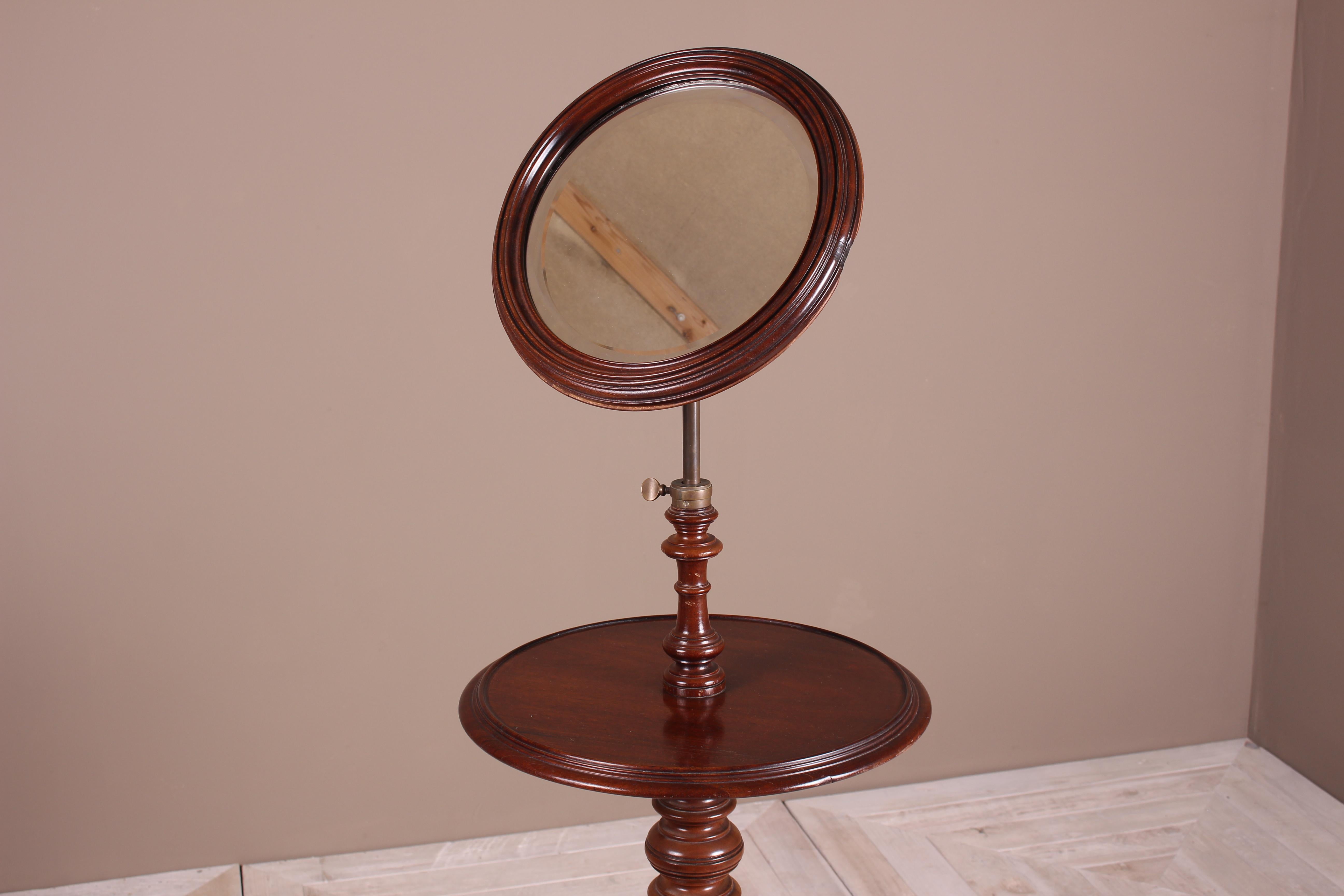 English Victorian Mahogany Shaving Stand with Telescopic Mirror
