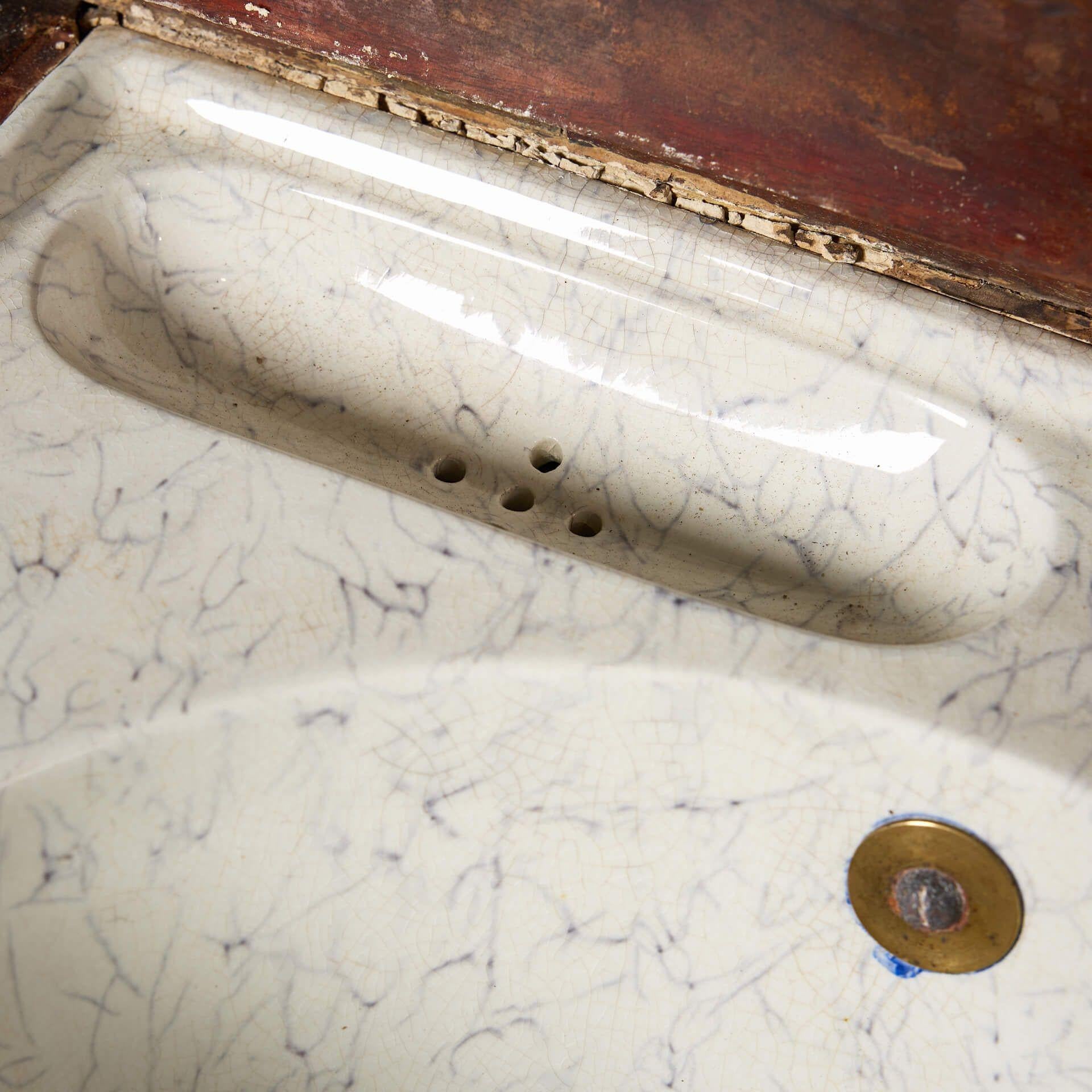 Lavabo Victoriano de Caoba para Barcos/Trenes Latón en venta