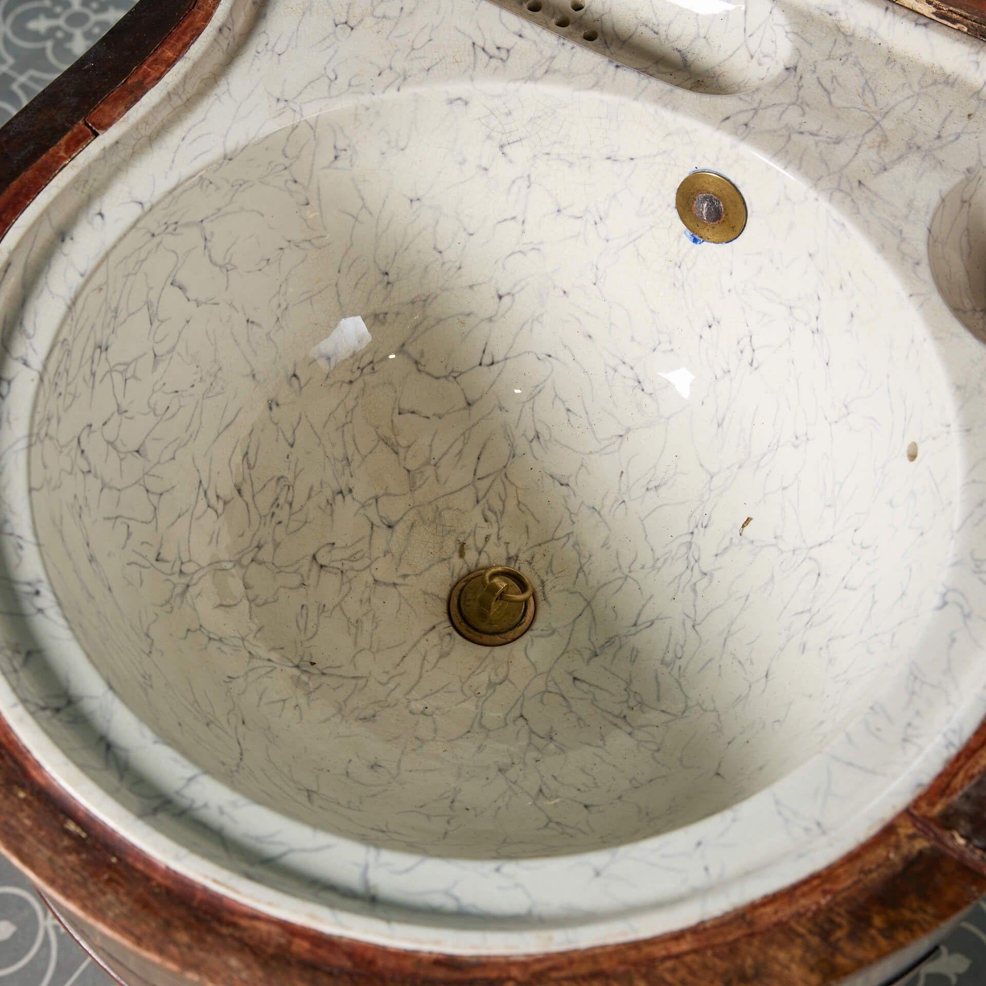 Lavabo Victoriano de Caoba para Barcos/Trenes en venta 1