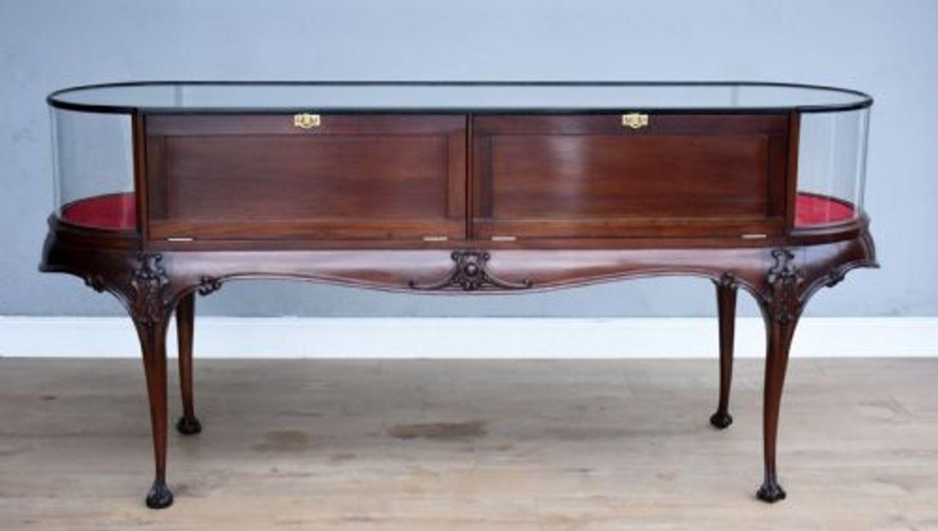 English Victorian Mahogany Shop Display Cabinet For Sale