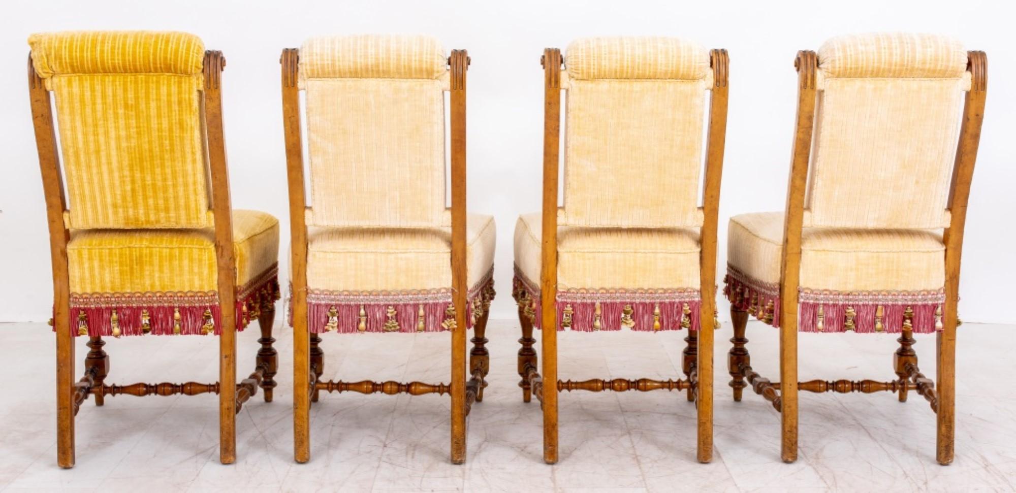 Upholstery Victorian Mahogany Side Chairs, 4 For Sale