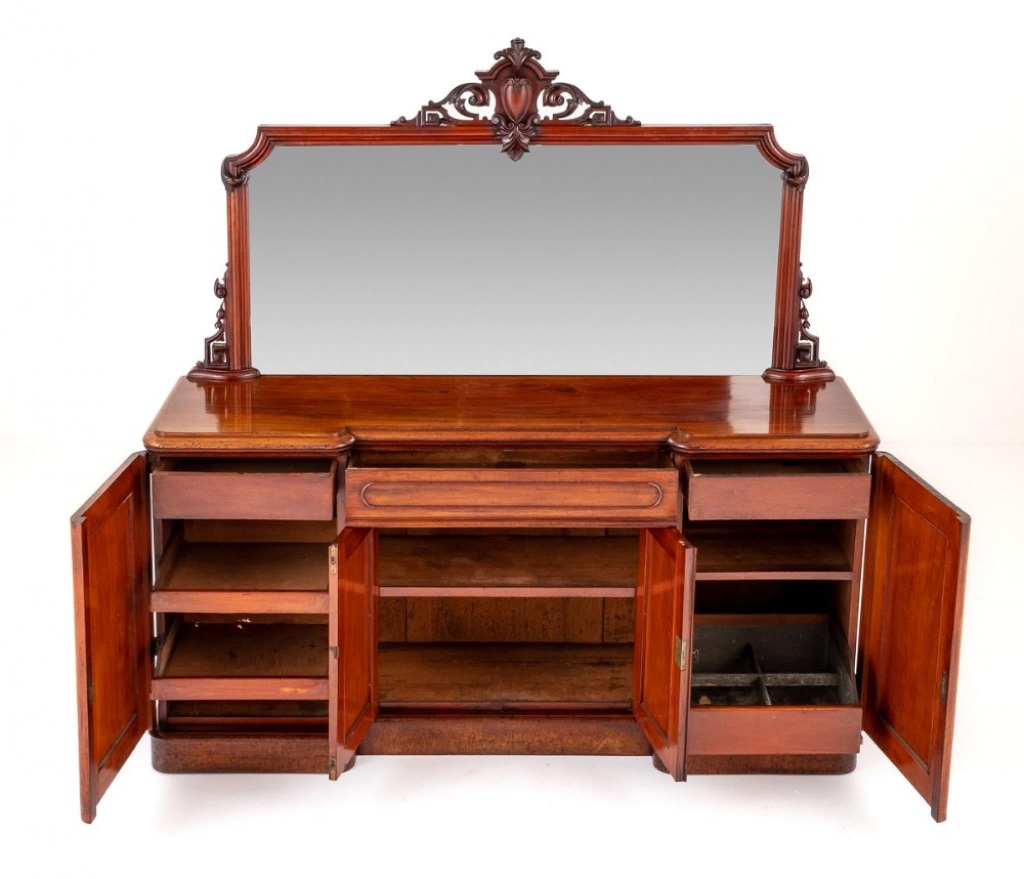 Victorian Mahogany Sideboard Antique Server, 1860 For Sale 1