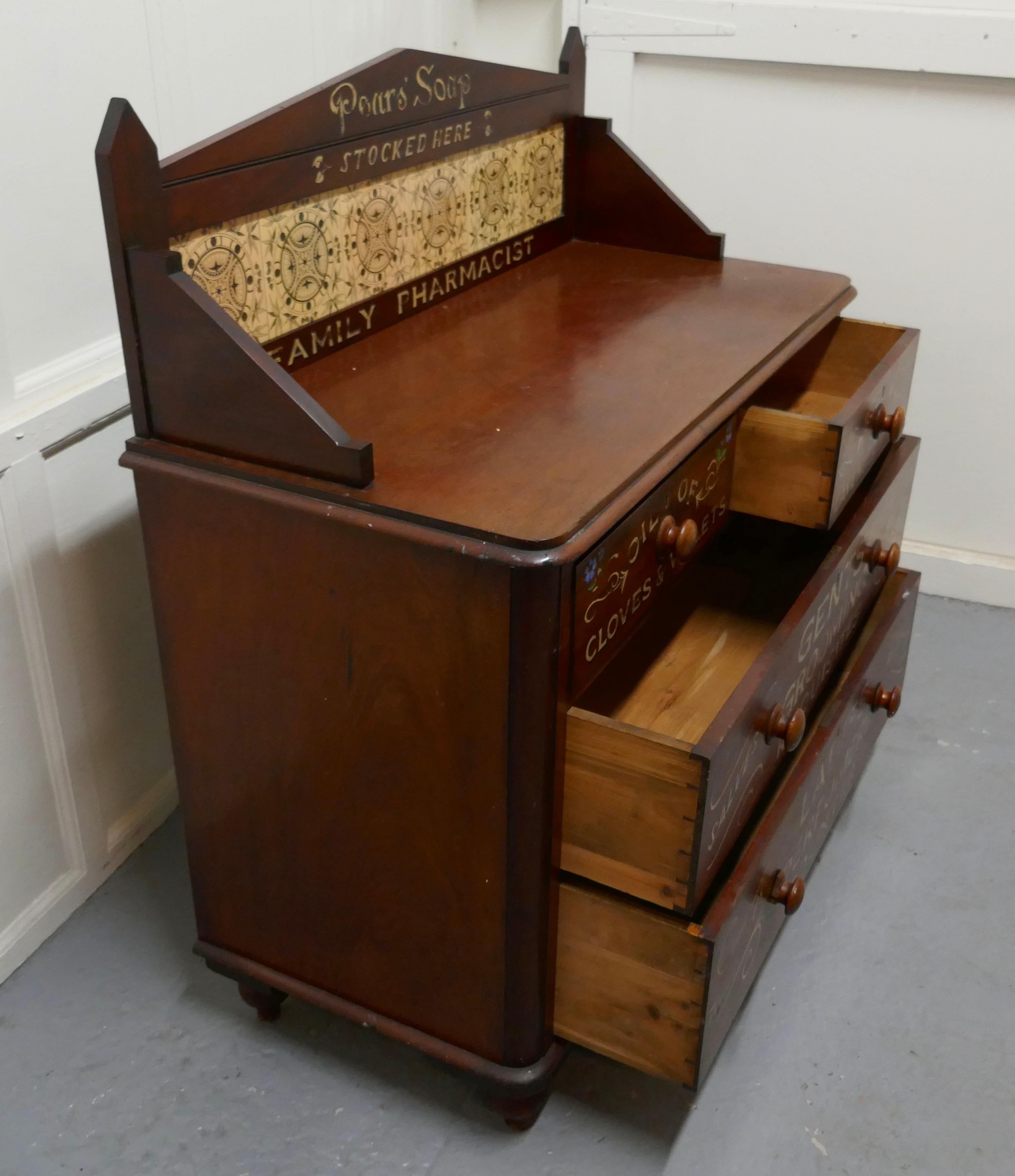 19th Century Victorian Sign Painted Chemist’s Chest of Drawers For Sale