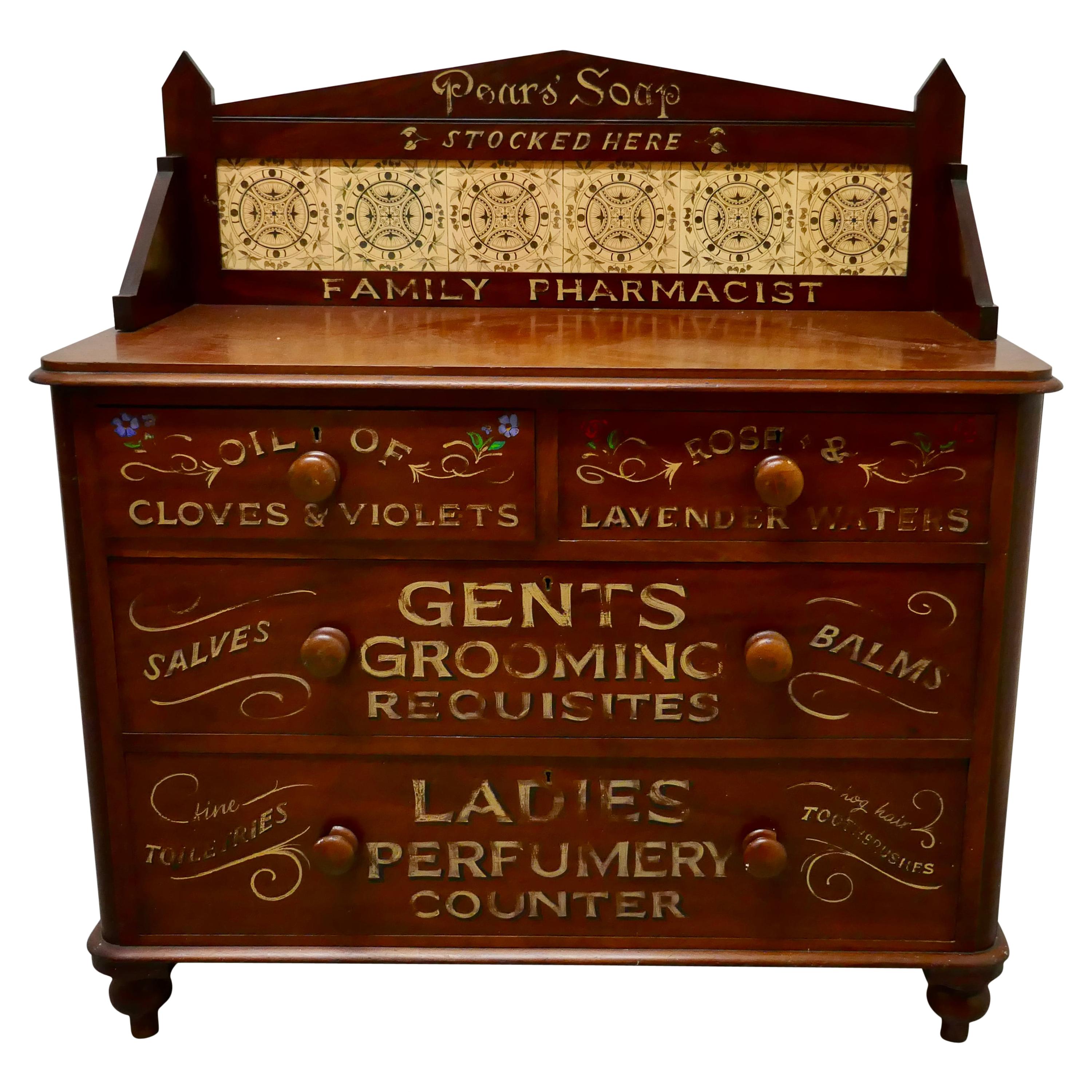 Victorian Sign Painted Chemist’s Chest of Drawers