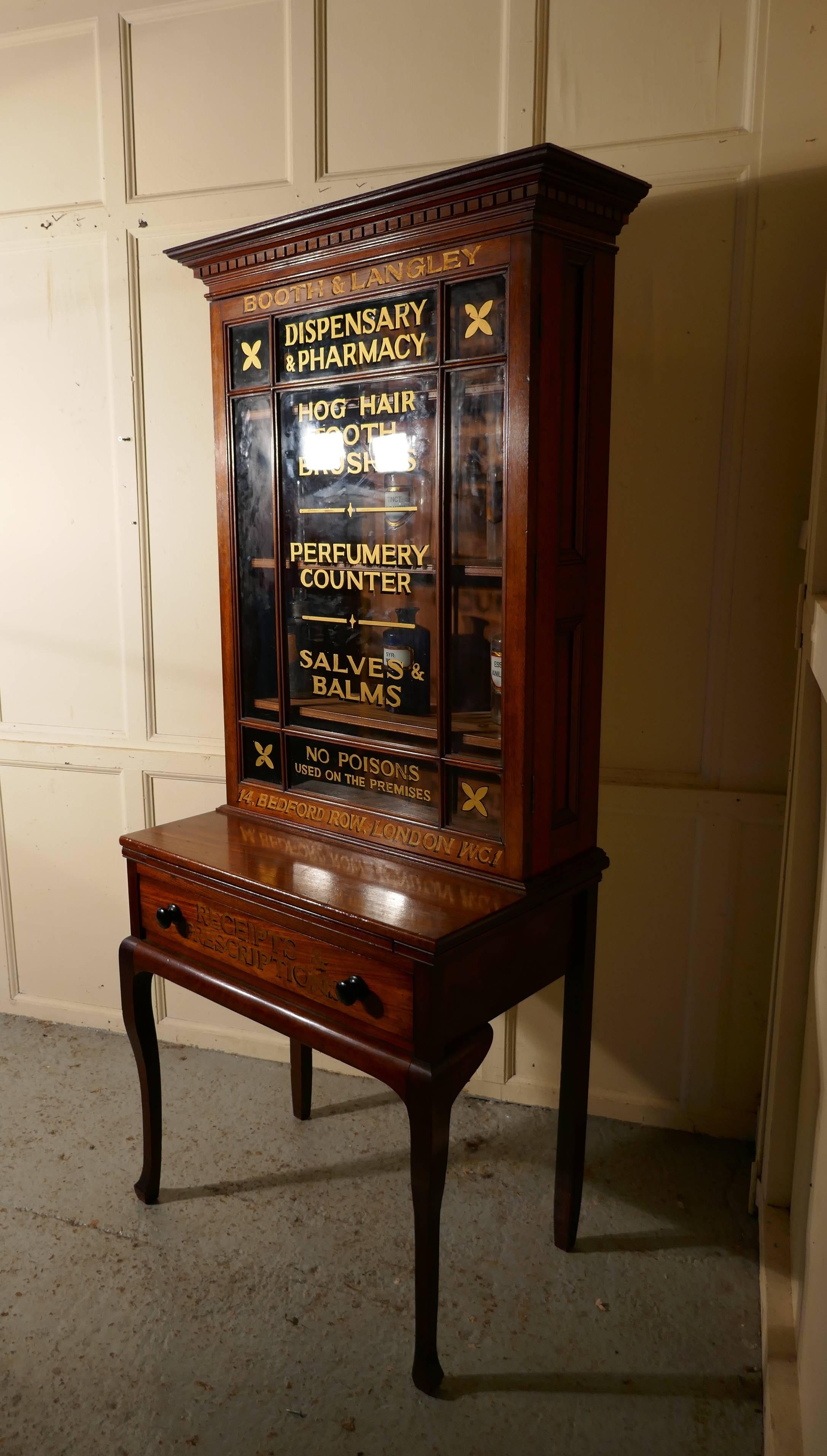 19th Century Victorian Mahogany Sign Painted Chemist’s Cupboard