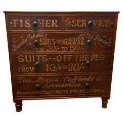 Antique Victorian Mahogany Sign Painted Chest of Drawers, Fisher Gentleman’s Outfitter 